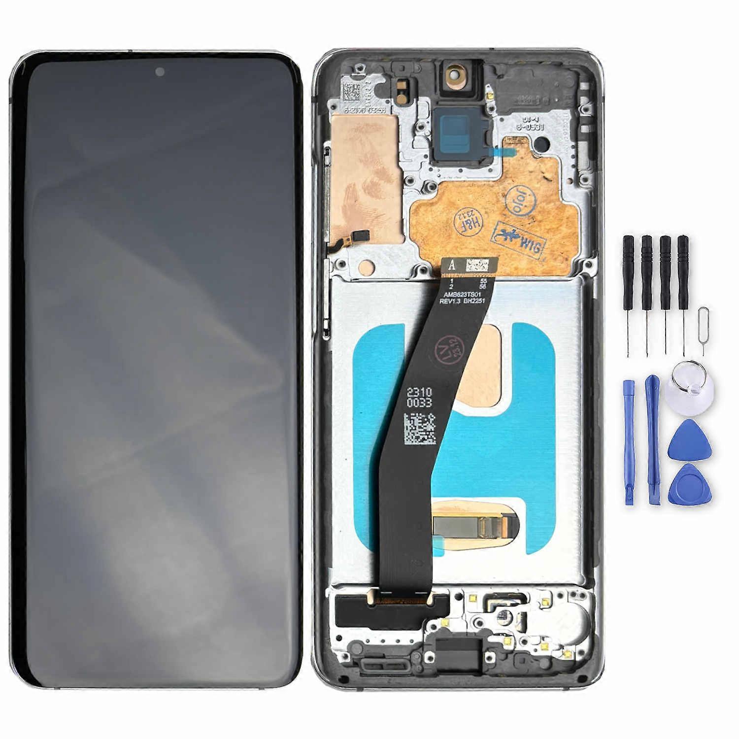For Samsung Galaxy S20 Display Full OLED with Frame Unit Touch Spare Part Repair Silver