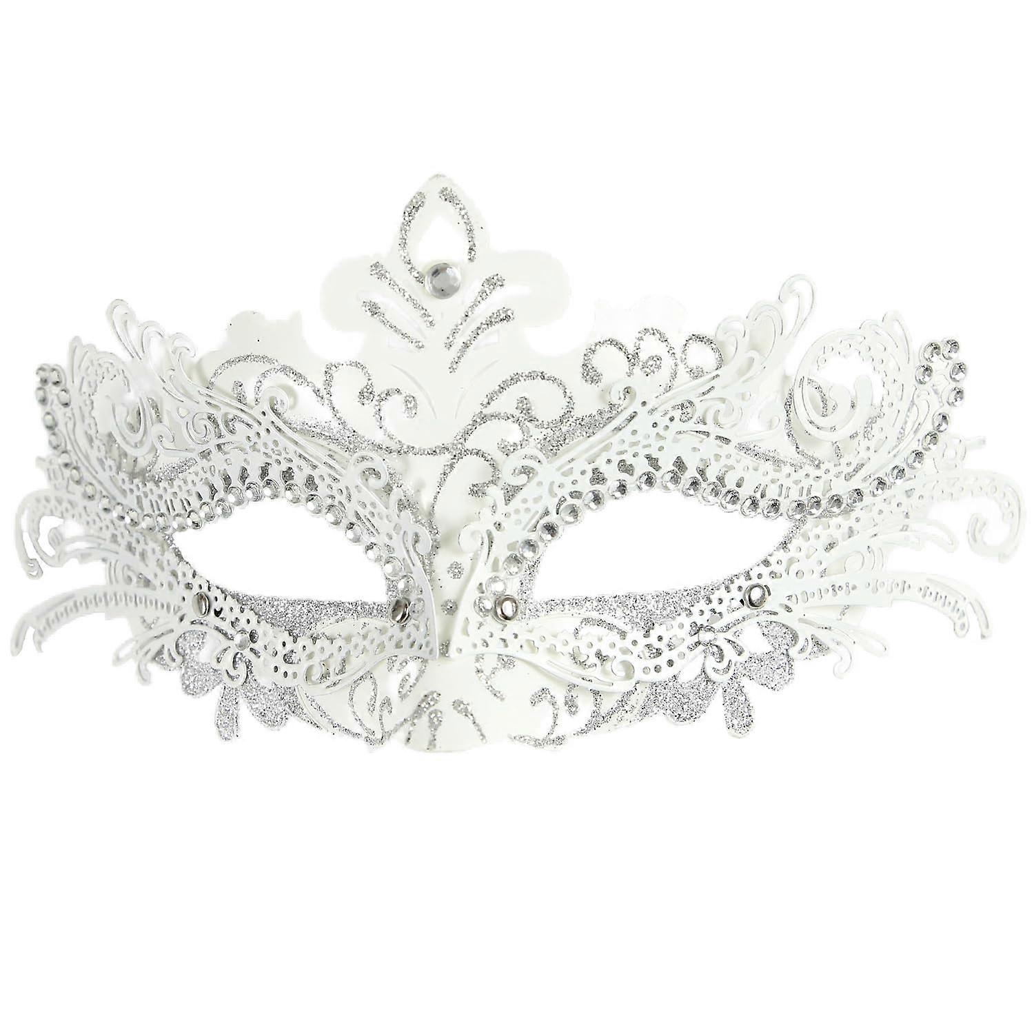Crystal Inlaid Venetian Mask for Elegant Masquerade, Adjustable Size, Noir Color, and Intricate Design