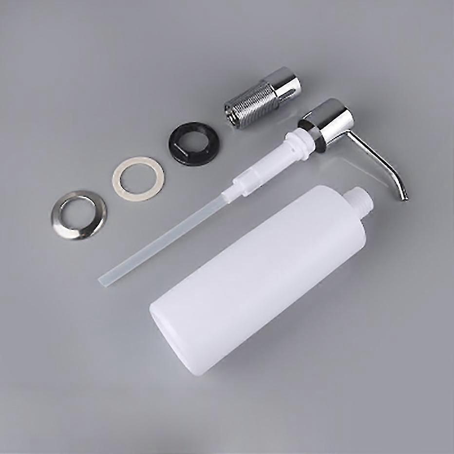Kitchen Sink Soap Dispenser Liquid Pump Diffuser, Hidden Dishwashing Liquid Dispenser, Chrome, Silver