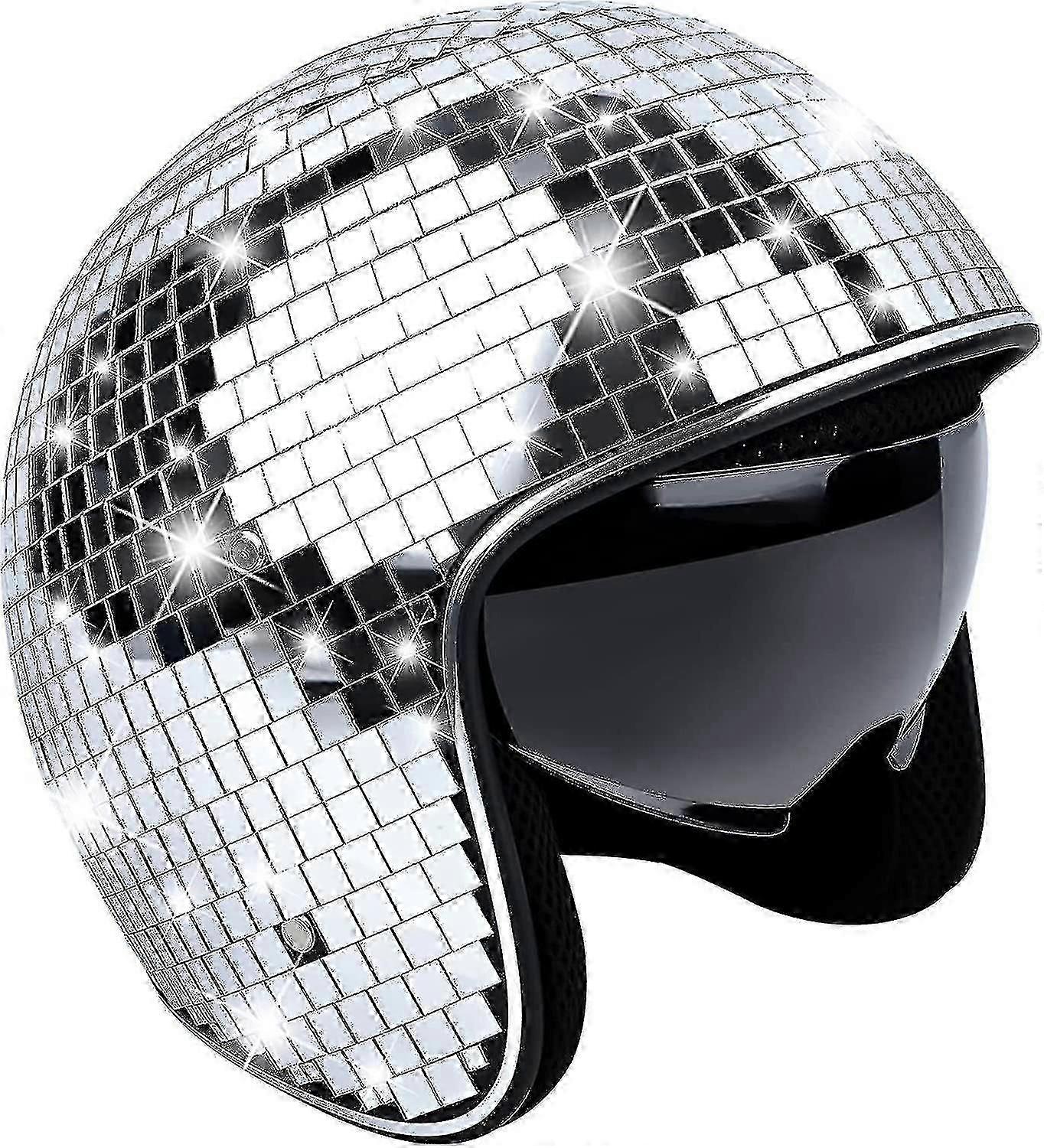 Disco Ball Helmet, Disco Helmet Bicycle Helmet Shiny Silver Harley Helmet Party | Fruugo At Zy3.4