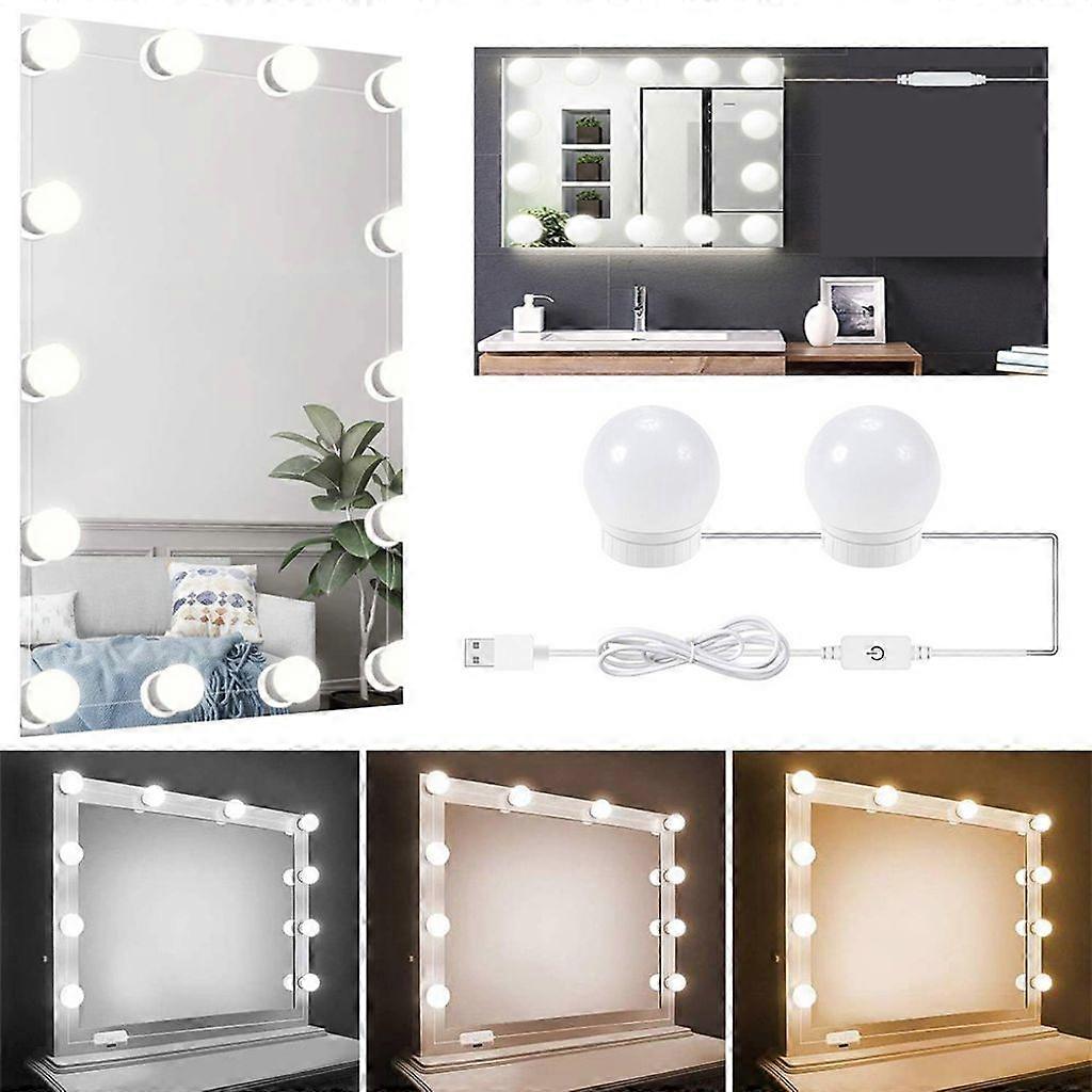 USB LED Dimmable Mirror Light Dressing Table Lighting Makeup Light Mirror Lights Lamps, Touch Switch, 2 Bulbs