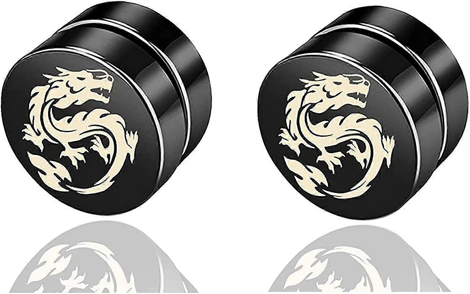 パンクステンレススチールアニマルドラゴンマグネットクリップオンイヤリング