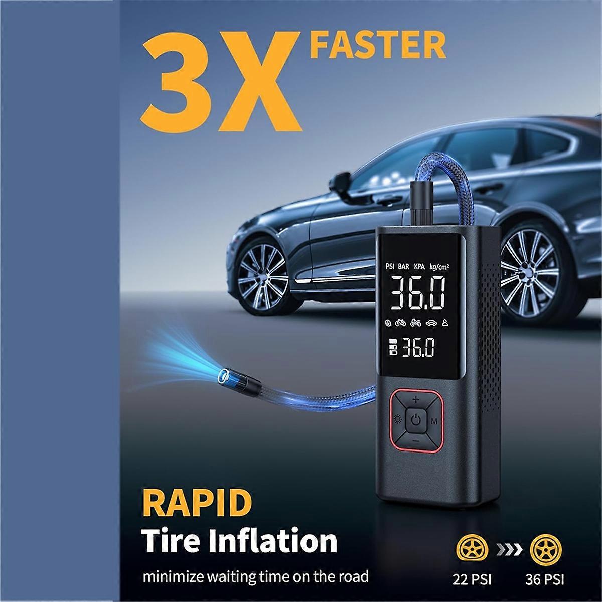 Air Compressor with Auto Shutoff LED Light Type-C+DC12V-6000mah