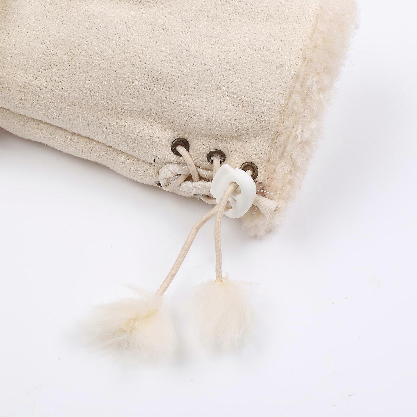 Plush Thick Gloves Half Finger Gloves Fleece Lined Mittens Solid Color Faux Rabbit Fur Glove for Computer Typing  Red