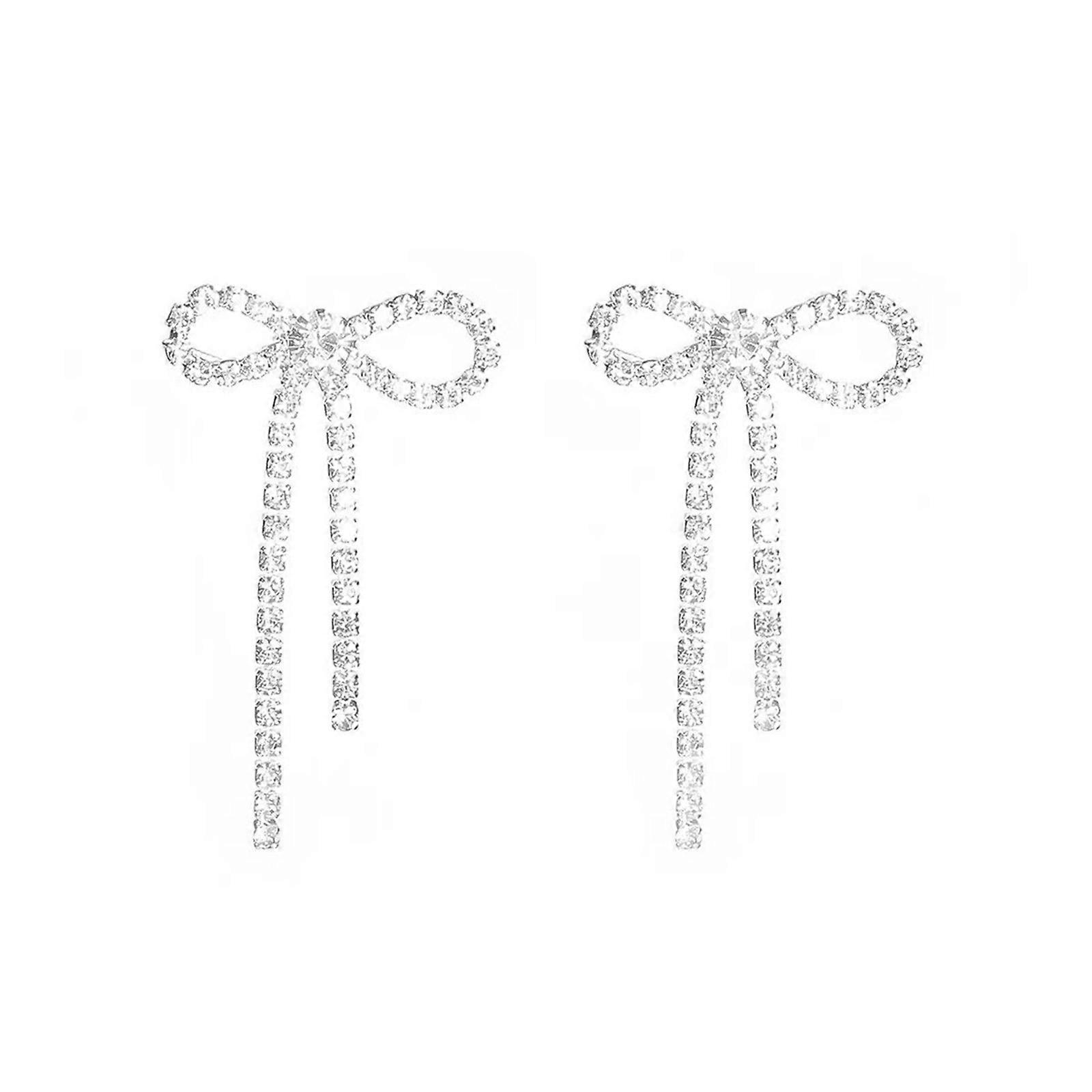 Boucles d’oreilles pendantes Pendentif Bowknot pendentif Accessoires d’oreille pour les mariages Bijoux de déclaration à la mode Argent