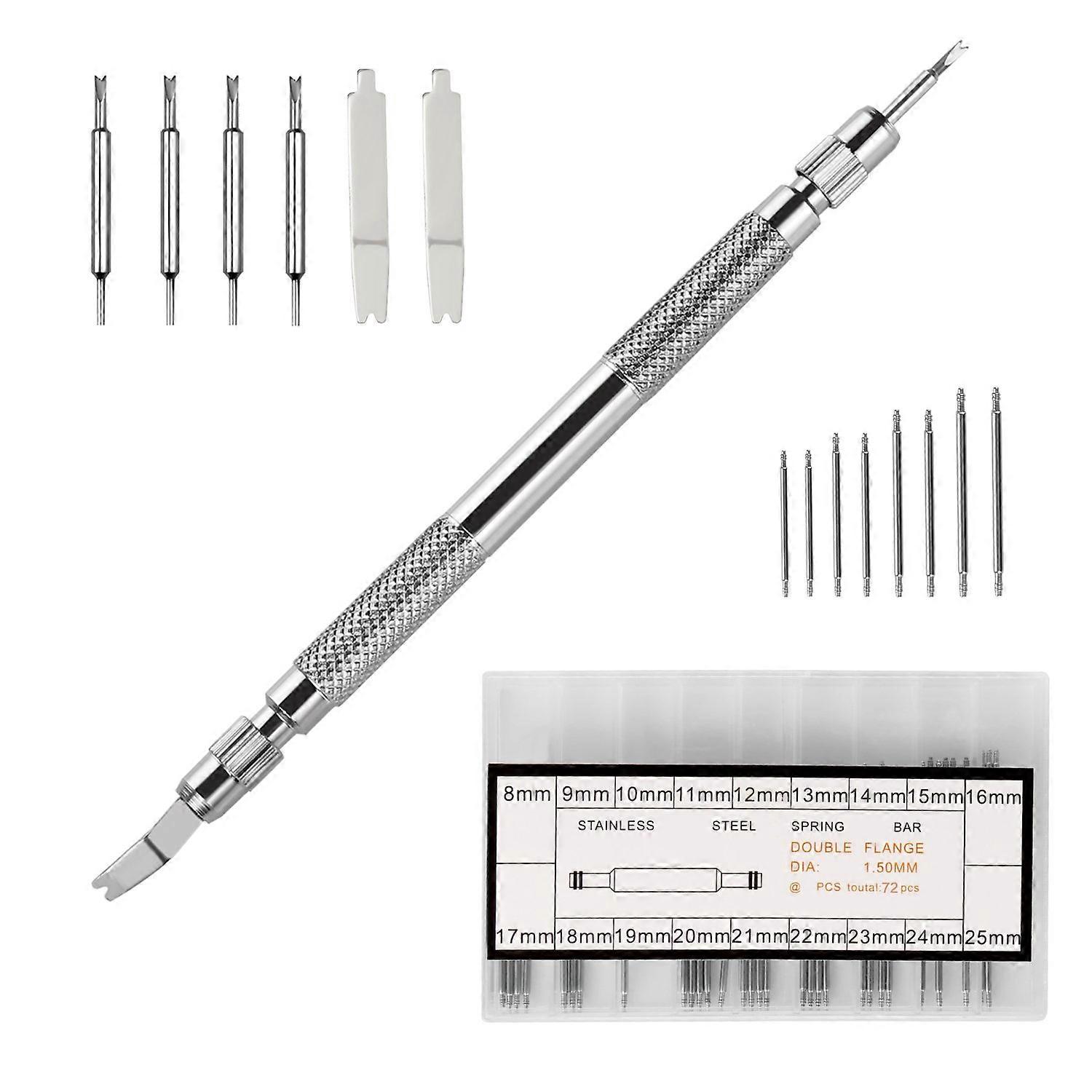Spring Bar With Extra 6 Tips Pins For Watch 72Pcs Extra Watch Pins