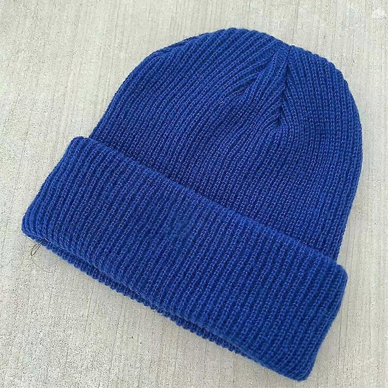 Winter Knitted Rib Hat P Pattern Elastic Solid Color Warm Acrylic Fiber Cool Wool Cap for School