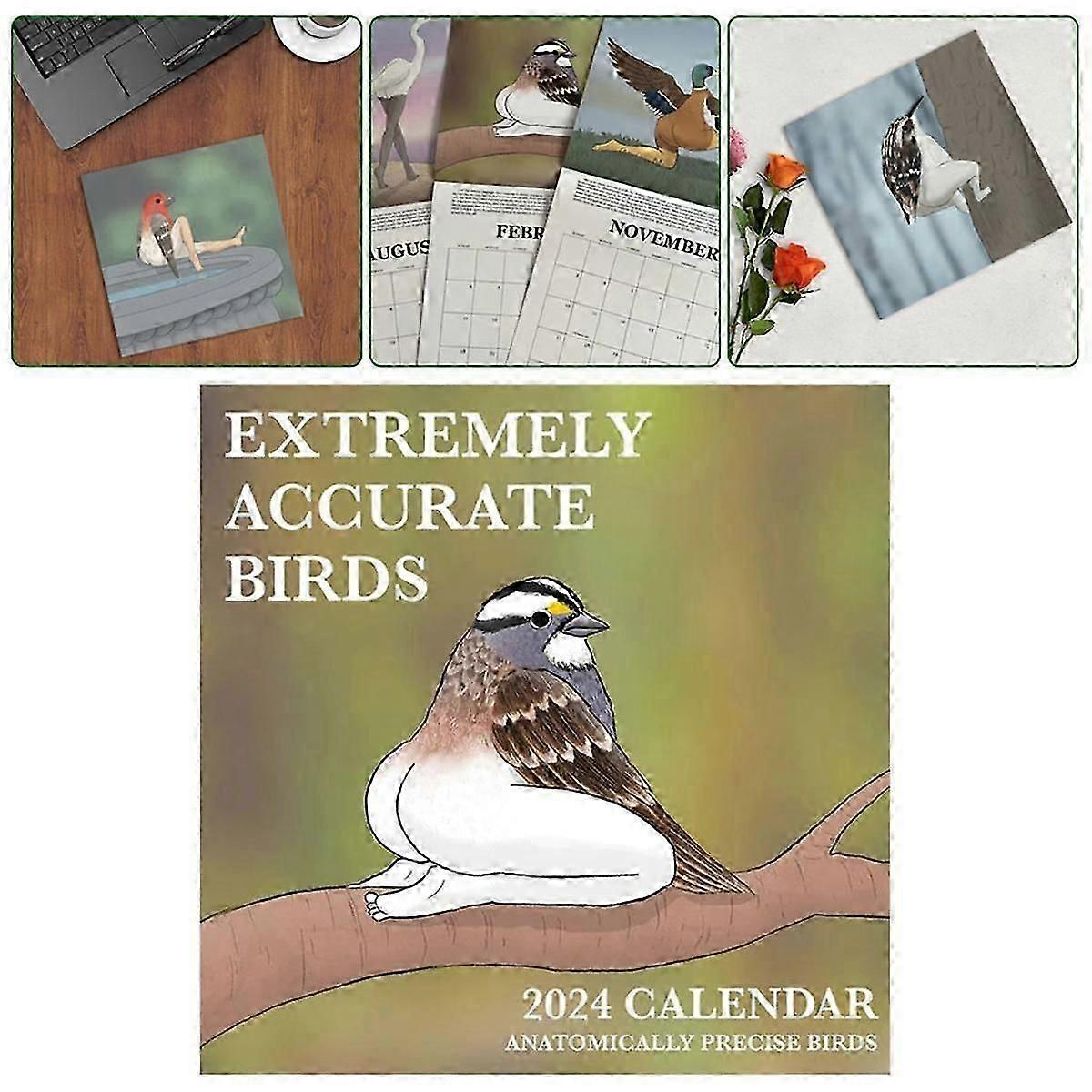 2024 Calendar of Extremely Accurate Birds 2024 Bird Calendar Wall Calendar Decoration Poster-29x29c