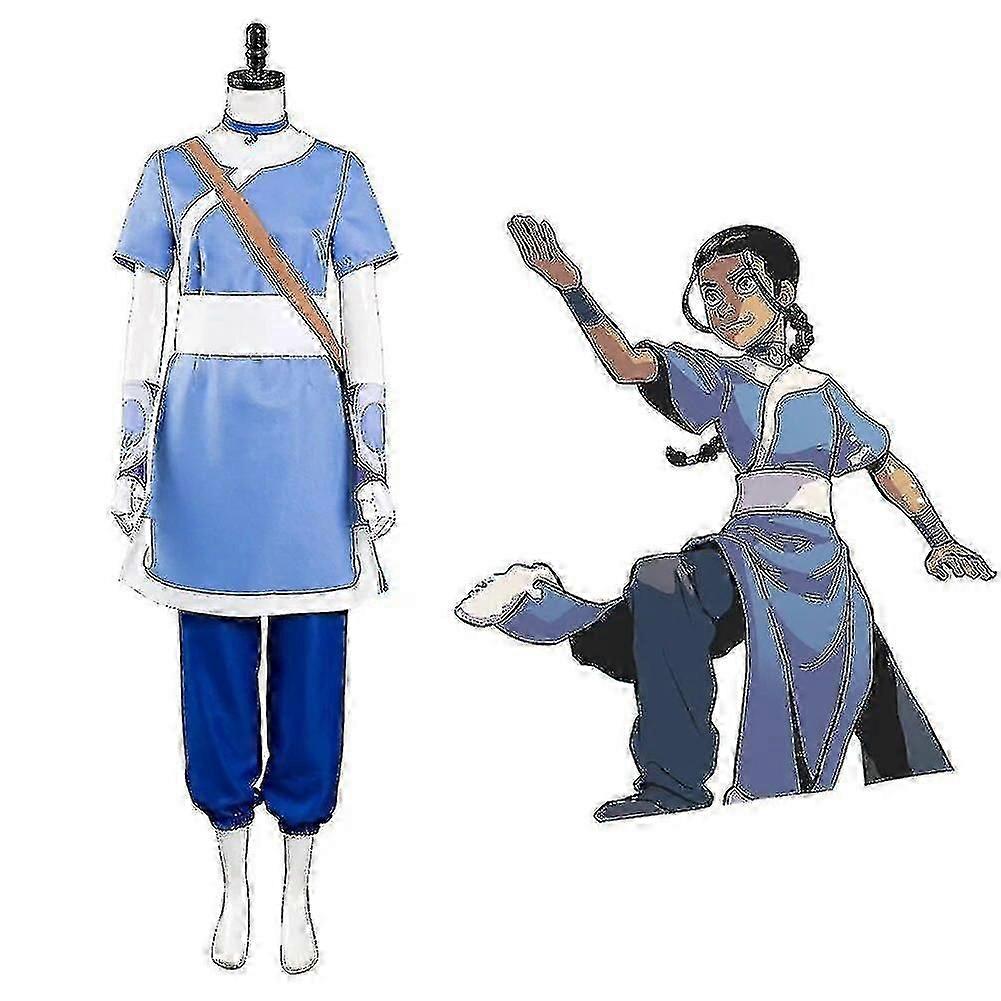 Anime Avatar The Last Airbender Katara Costume Halloween Carnival Fancy Suit Outfit Full Set