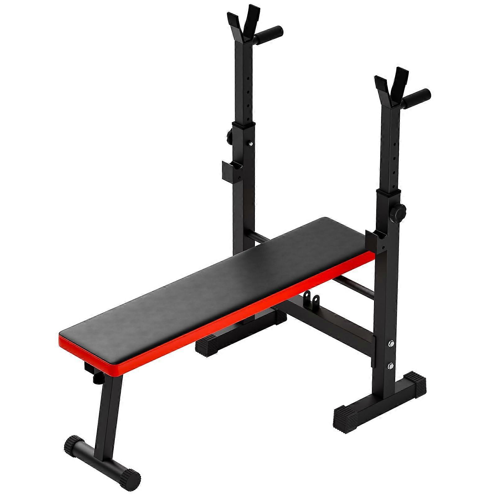 Adjustable Weight Bench, Foldable Workout Bench with Barbell Rack for Home Gym, Strength Training Bench