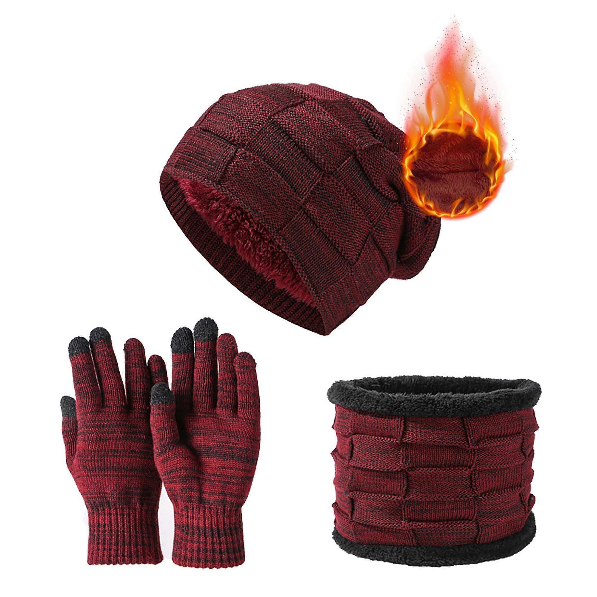 Warm Winter 3-in-1 Set: Knit Beanie, Scarf, Touchscreen Gloves 3-in-1 Winter Set: Beanie Hat With Neck Warmer & Touchscreen  main image 3