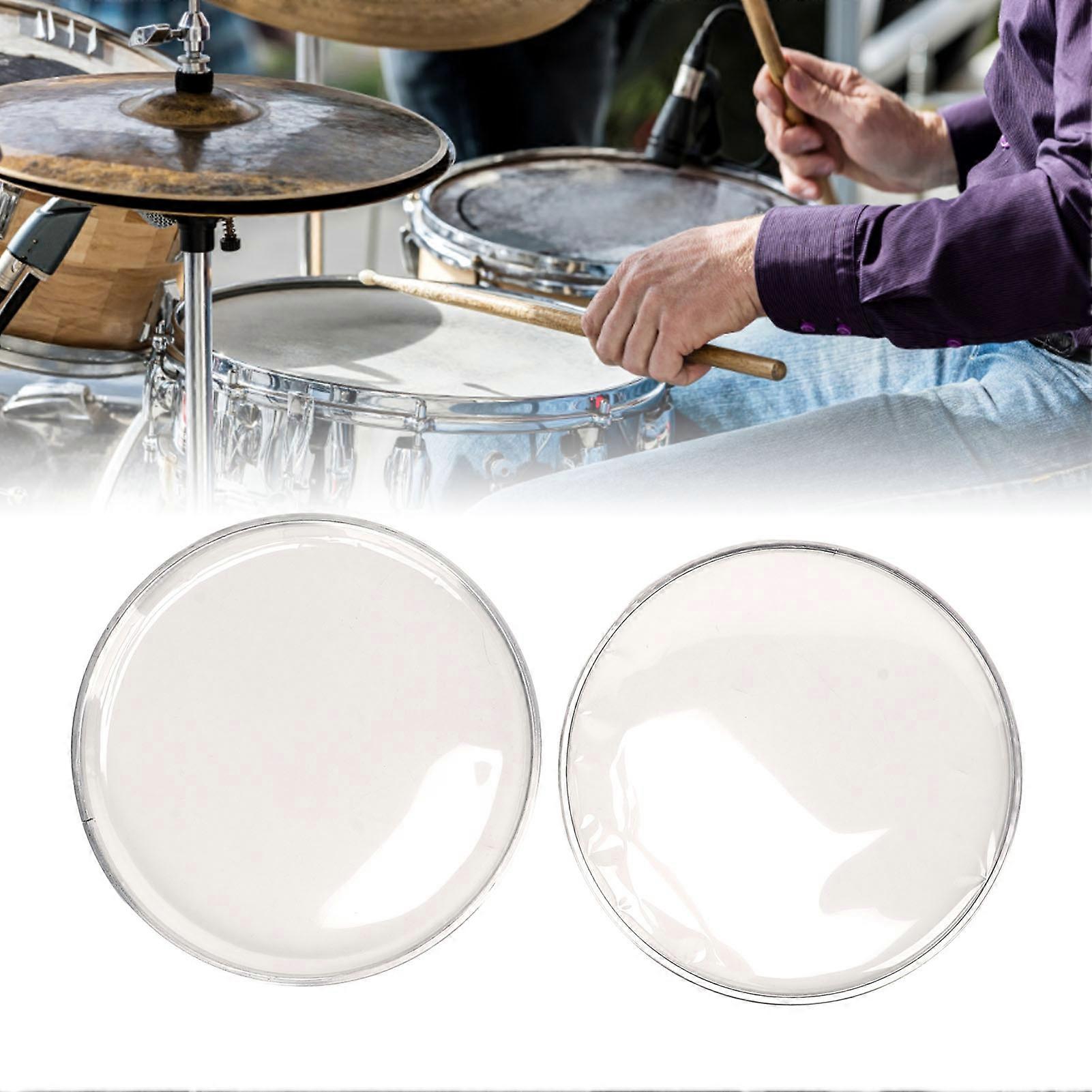 2Pcs Drumhead 8in Drum Head 2 Layer Polyester Film Instrument Accessory for Replacement Transparent