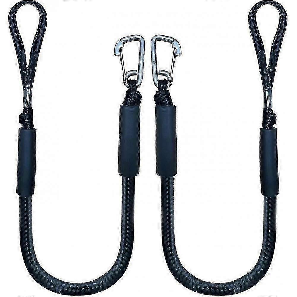 Bungee Dock Line With Hook , Black Mooring Rope For Boat 4 Ft 2 Pack Black_ZKD22