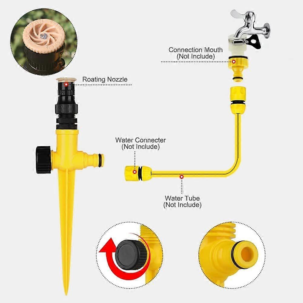 3 Pieces Garden Sprinkler, 360 Degree Lawn Sprinkler, Rotating Sprinkler, Automatic Watering, Adjustable Irrigation Sprinkler for Lawns, Gardens, Yard