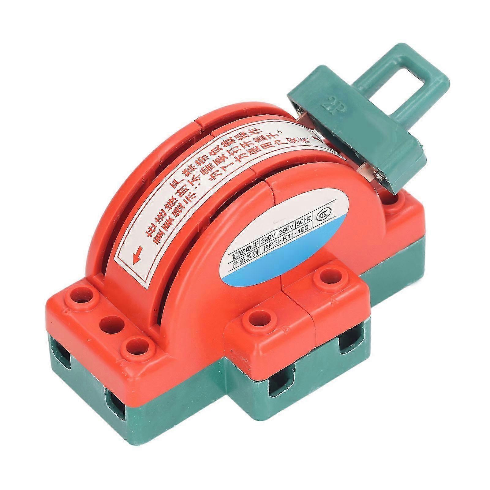 2 Pole Knife Switch Double Throw Disconnect Switch Electrical Load Switch with Fastening Rings 220V 380V 100A