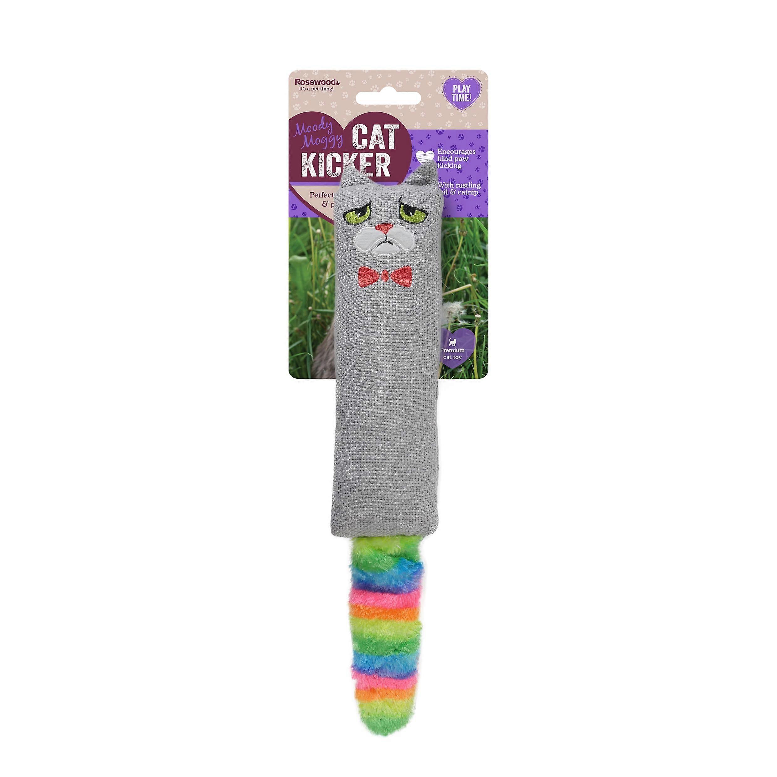 Rainbow Cat Kicker Cat Toy - Catnip Filled 9cm x 50cm Gray Rainbow Design for Active Cats