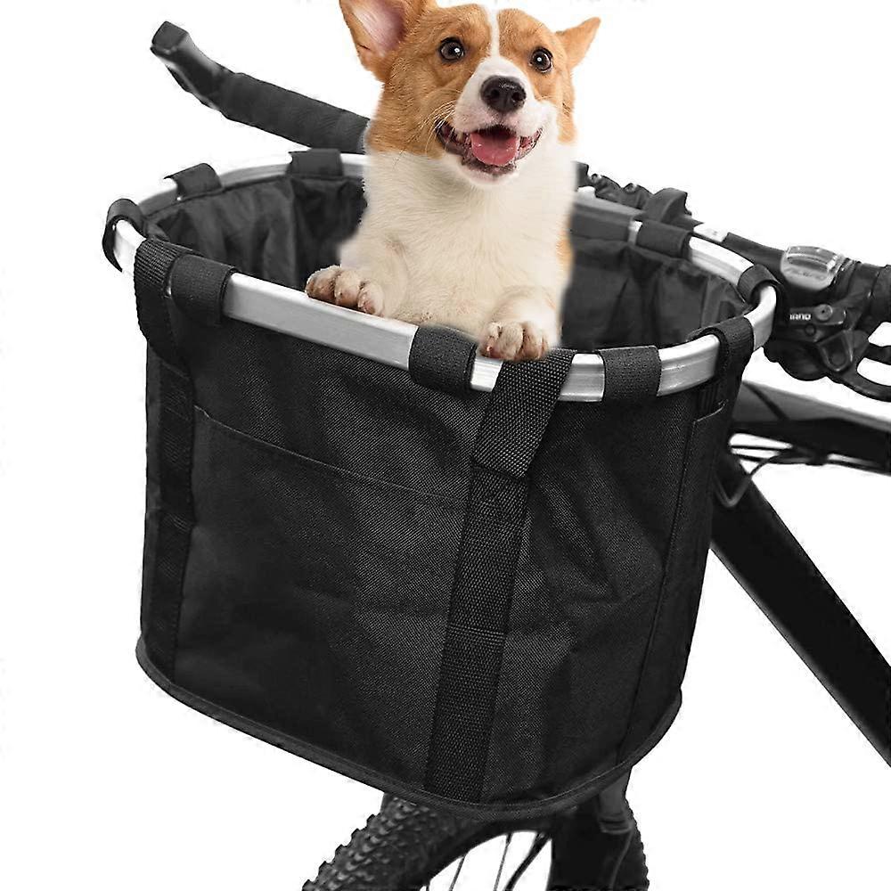 Bike Basket - Quick Release Front Handlebar Pet Carrier, Removable Small Size, Durable Nylon, Fits Most Bicycles