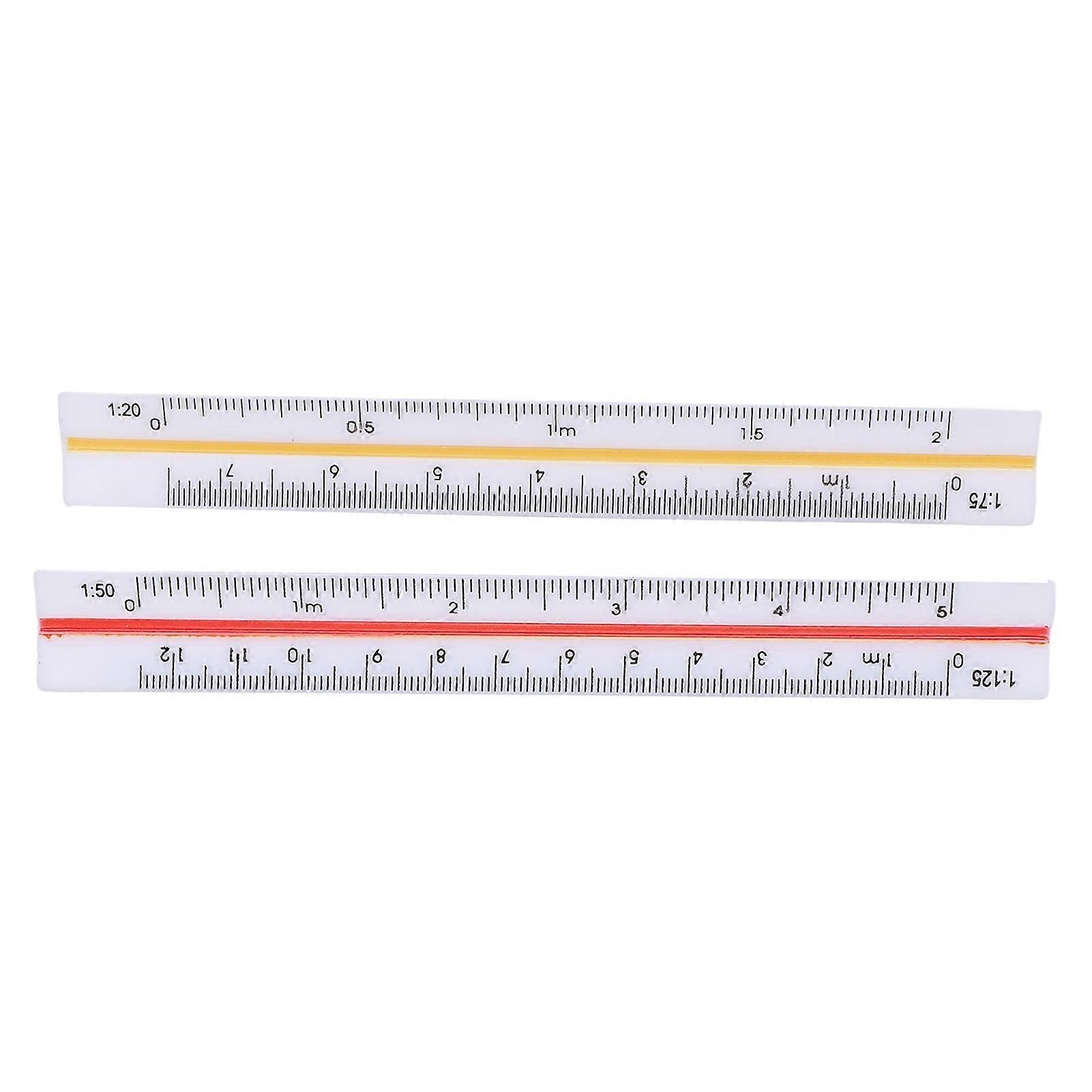 2Pcs Architectural Ruler Set Plastic Small Scale Pocket Mini for Engineer Architects Engineering Scaling 12.5cm 