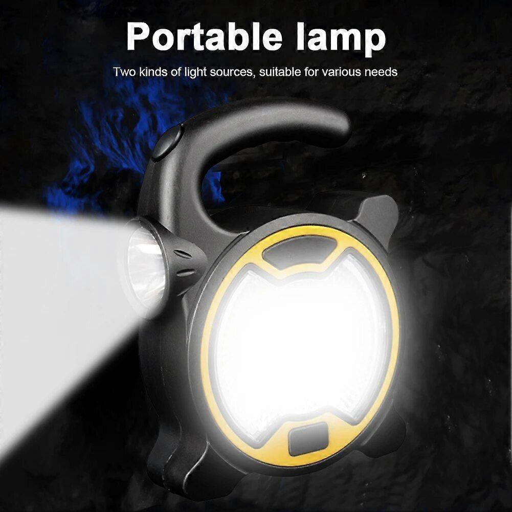 COB LED Camping Flashlight 2 Lighting Modes Handheld Camping Light Battery Powered Mini Portable with Handle for Fishing Hiking