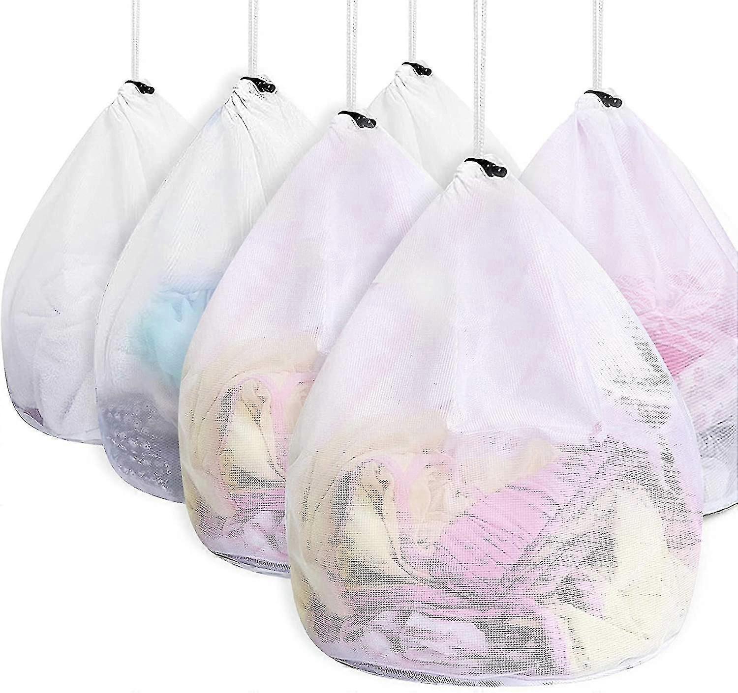 6 Pieces Laundry Bag Washing Machine With Cord Stopper Reusable Large