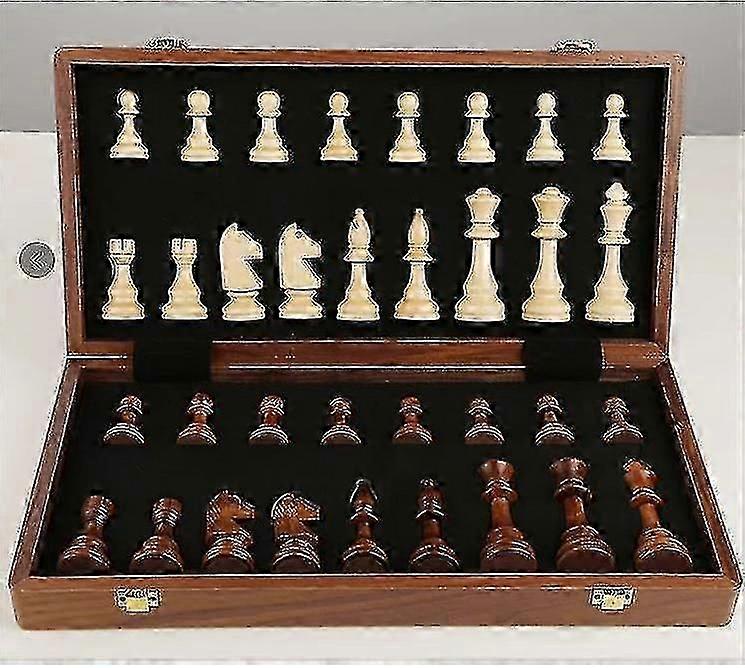 Wooden Chess Set 45cm Large Folding Chess Board Game 2 Extra Queens