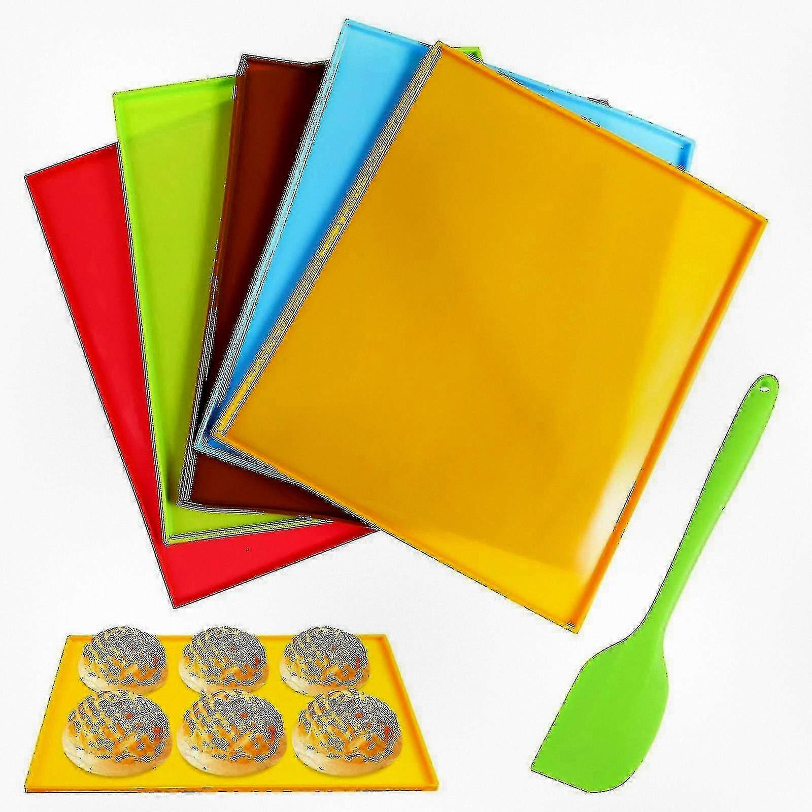 Tapis de cuisson en silicone réutilisables antiadhésifs avec bords, comprend une spatule pour faciliter la cuisson et la cuisson