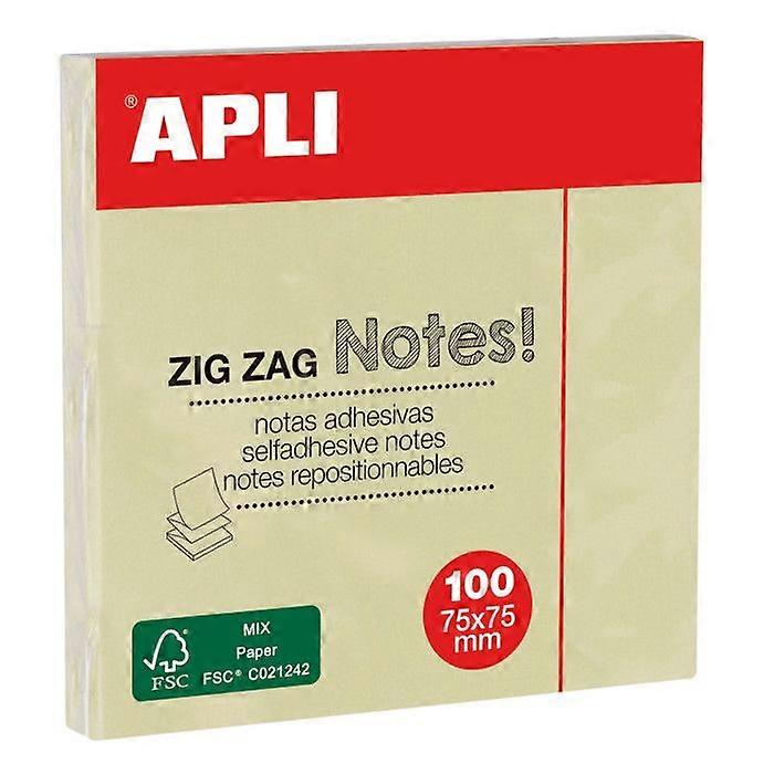 Sticky Note Pad - APLI - 100 sheets - 75 x 75 mm - Yellow - Repositionable