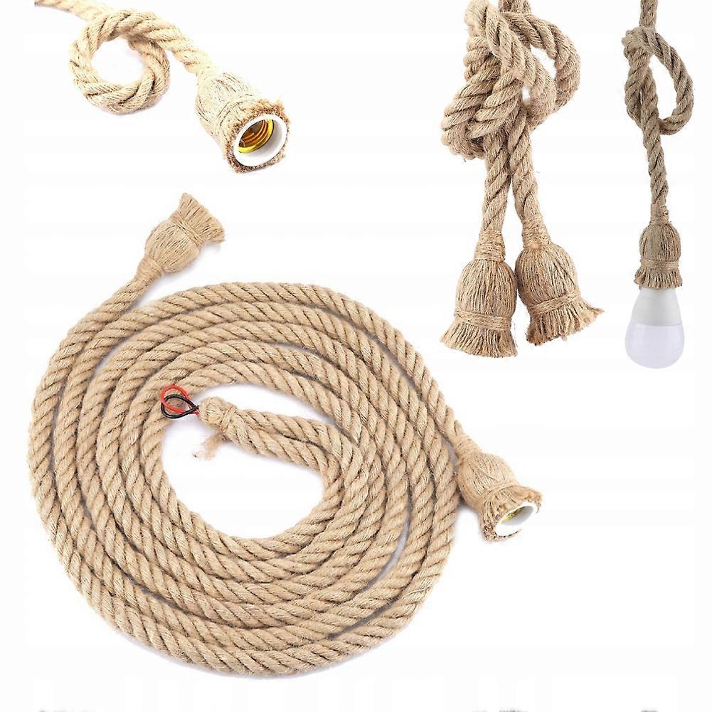 Ceiling Lamp Hanging Double Cord Rope 3m Retro 2 Decorative Bulbs