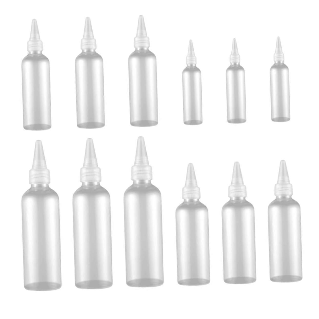 20pcs Transparent Squeeze Bottles with Pointed Mouth for Hair Color and Lotion Refillable Containers Leak and for Travel and Home