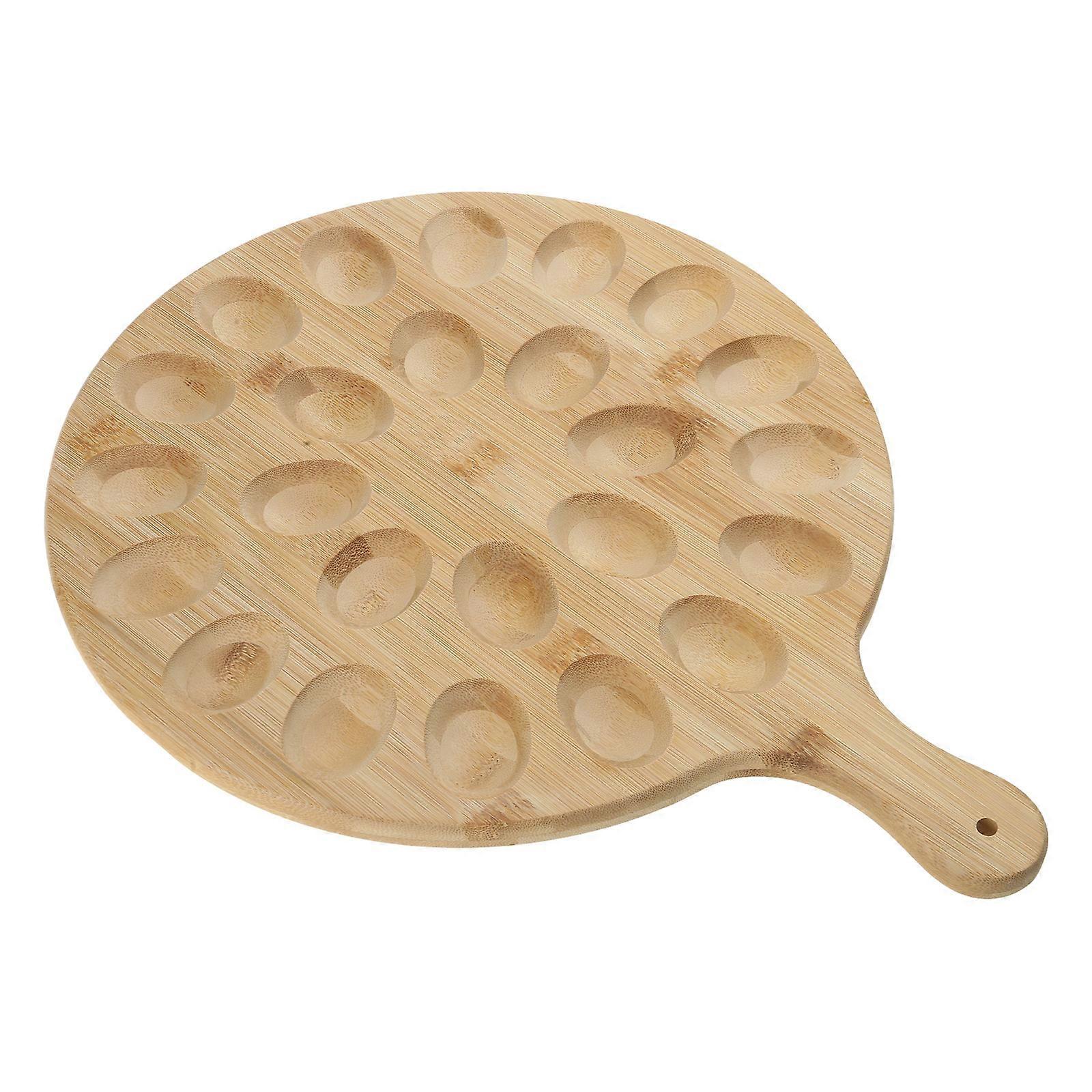 Wood Eggs Tray Efficient Eggs Storage Plate Thicken 24 Holes Deviled Eggs Platter Round Cutting Board Kitchenwares