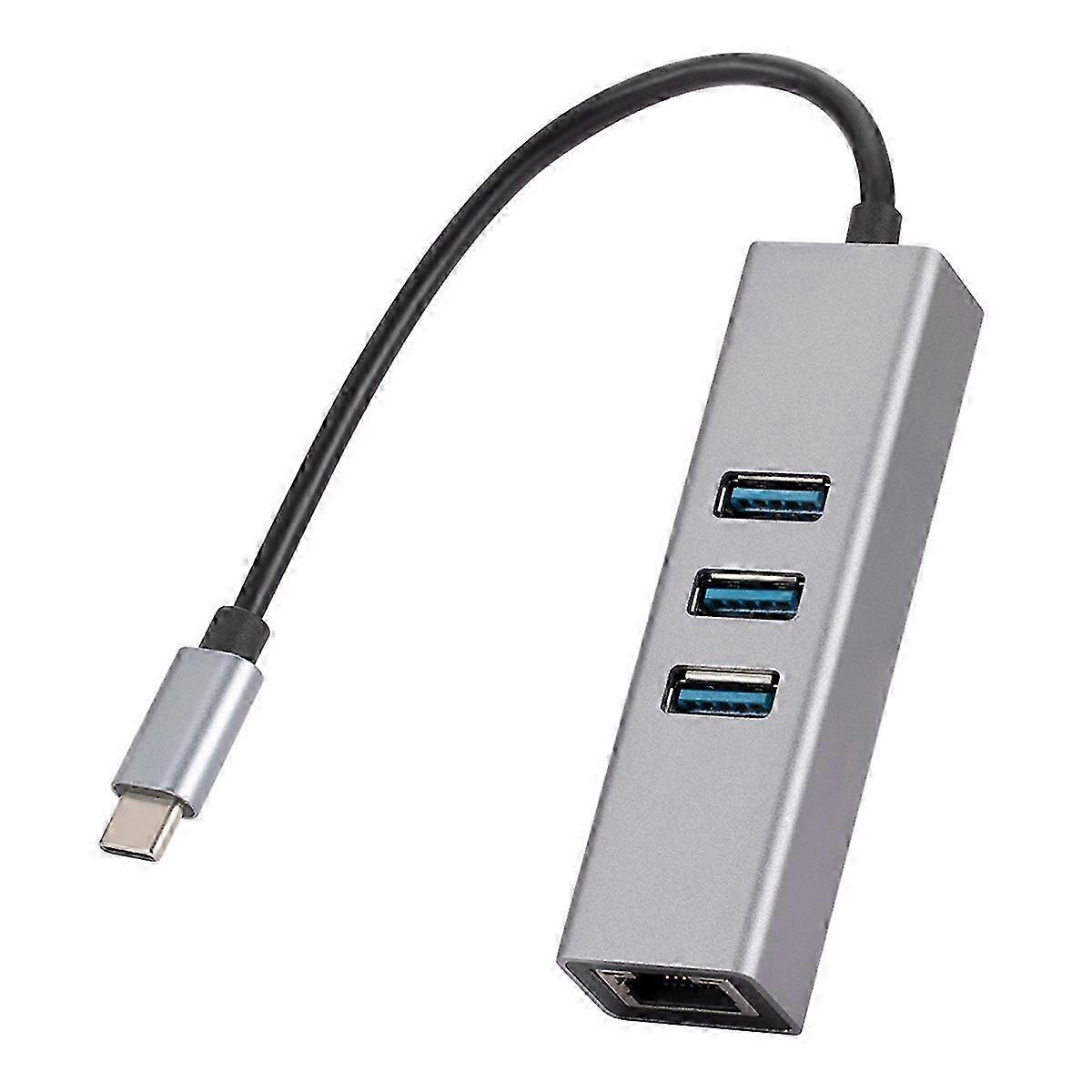 1000Mbps Ethernet Adapter Type-C to RJ45 4 In1 Hub 3 Ports USB3.0 5Gbps OTG Splitter LAN Network Car hwy
