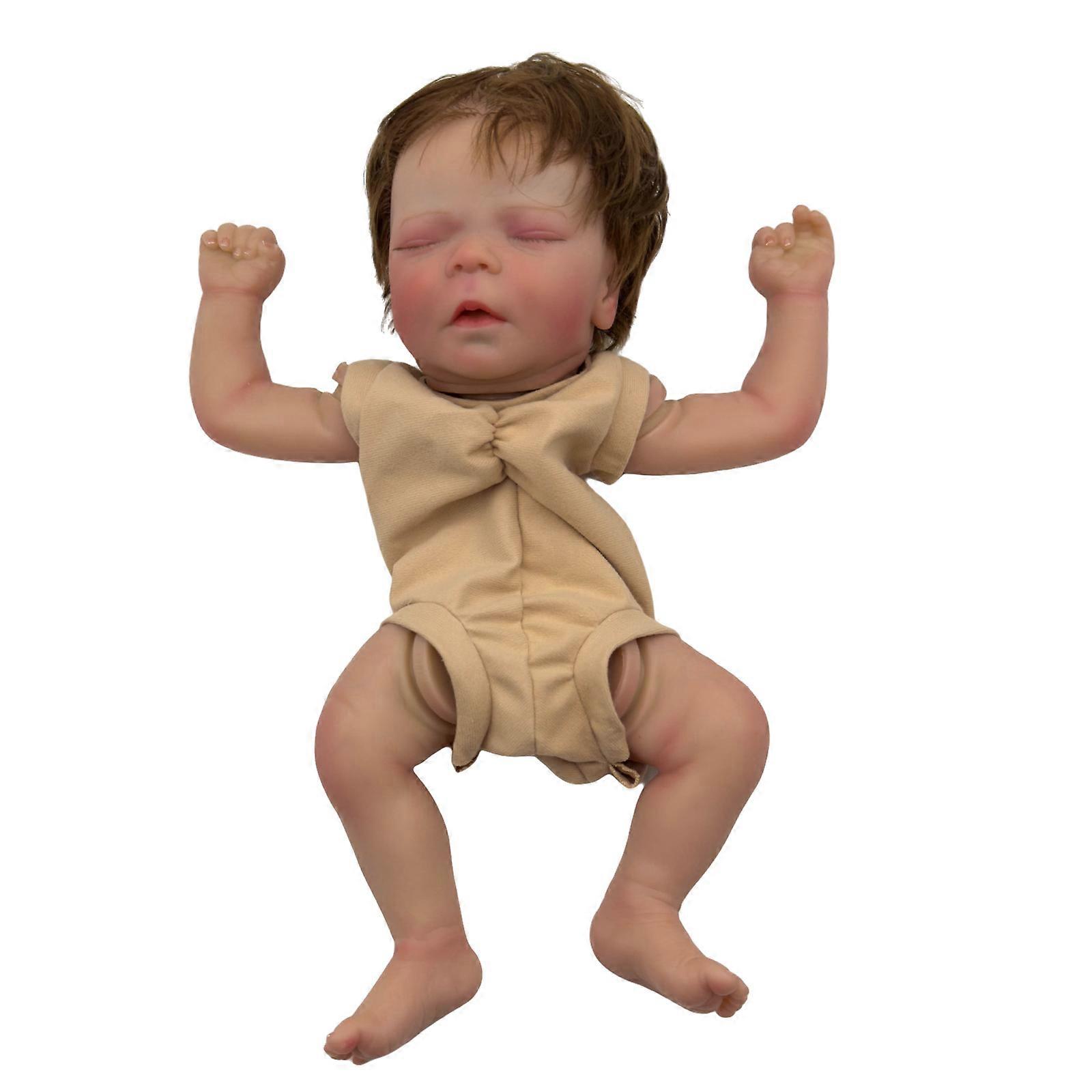 Lifelikes Newborns Doll Part for Assembly Sleeping Infant Model with Hand Painting Features and Rooted Eyelashes