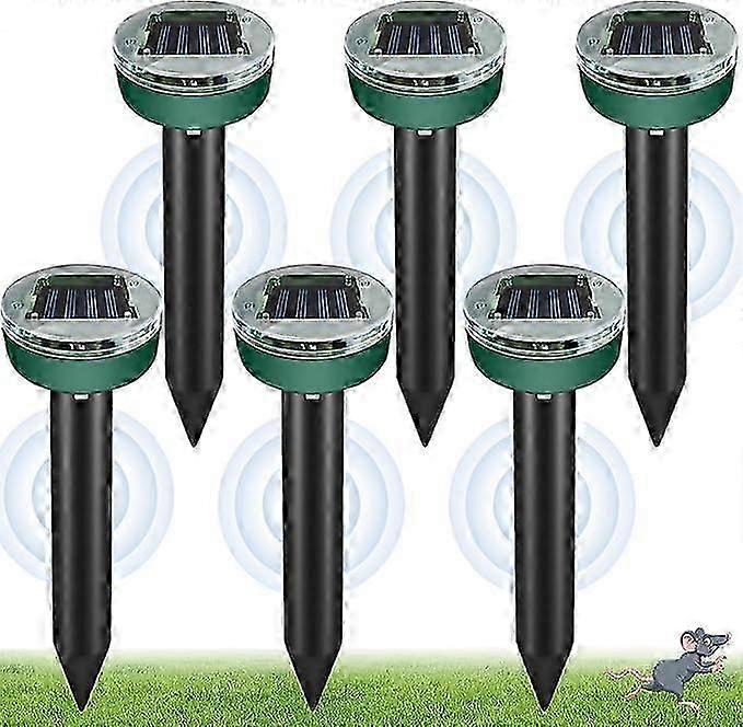 2025 Pack of 6 Solar Mole Repellent, IP65 Ultrasonic Mole Repeller, Waterproof Mole Repeller, Mole Guard Repels Gopher Snakes in Lawns and Gardens