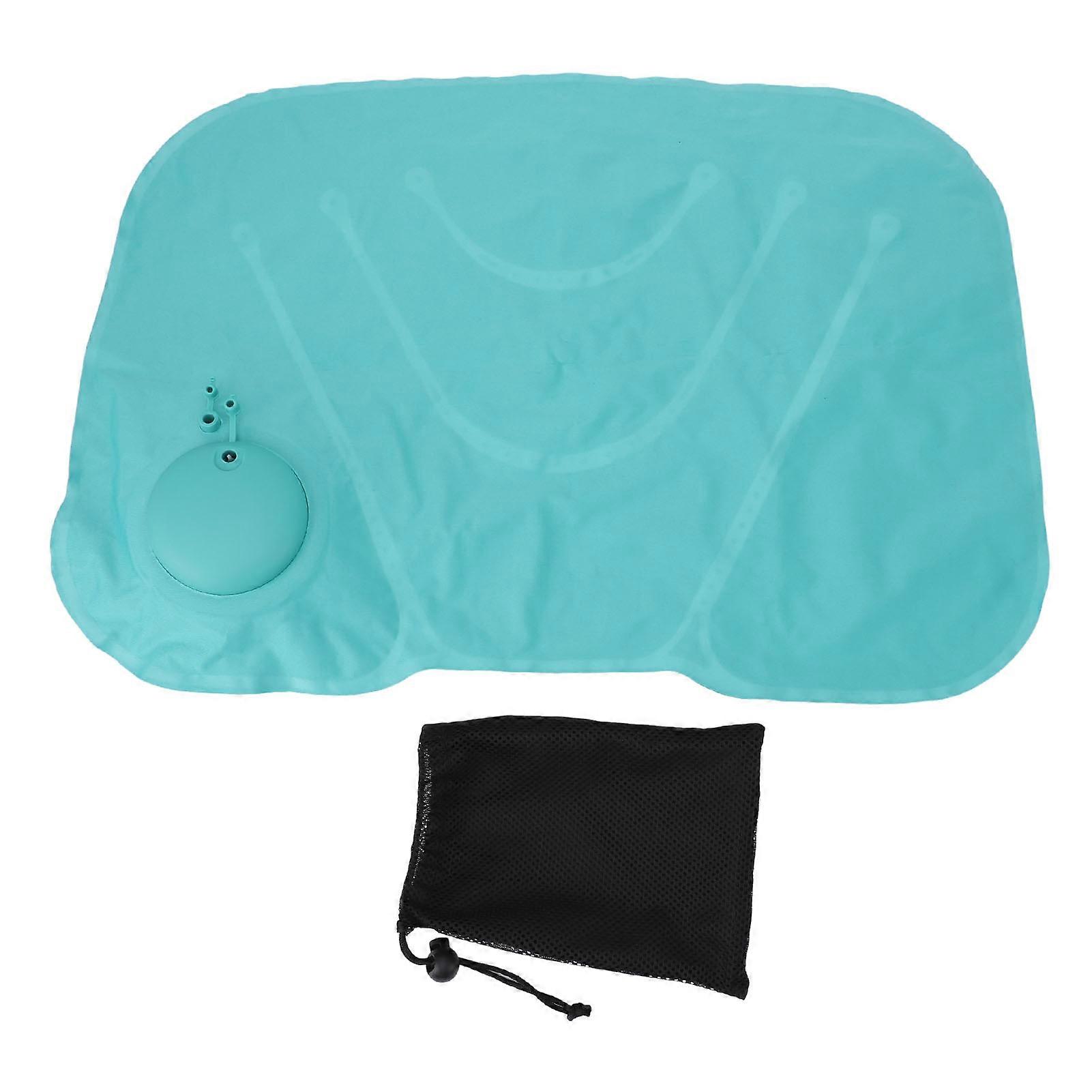 Inflatable Lumbar Support Pillow Lightweight Comfortable Back Cushion for Office Chair Train Airplane, Push Type Design Relieves Fatigue Blue