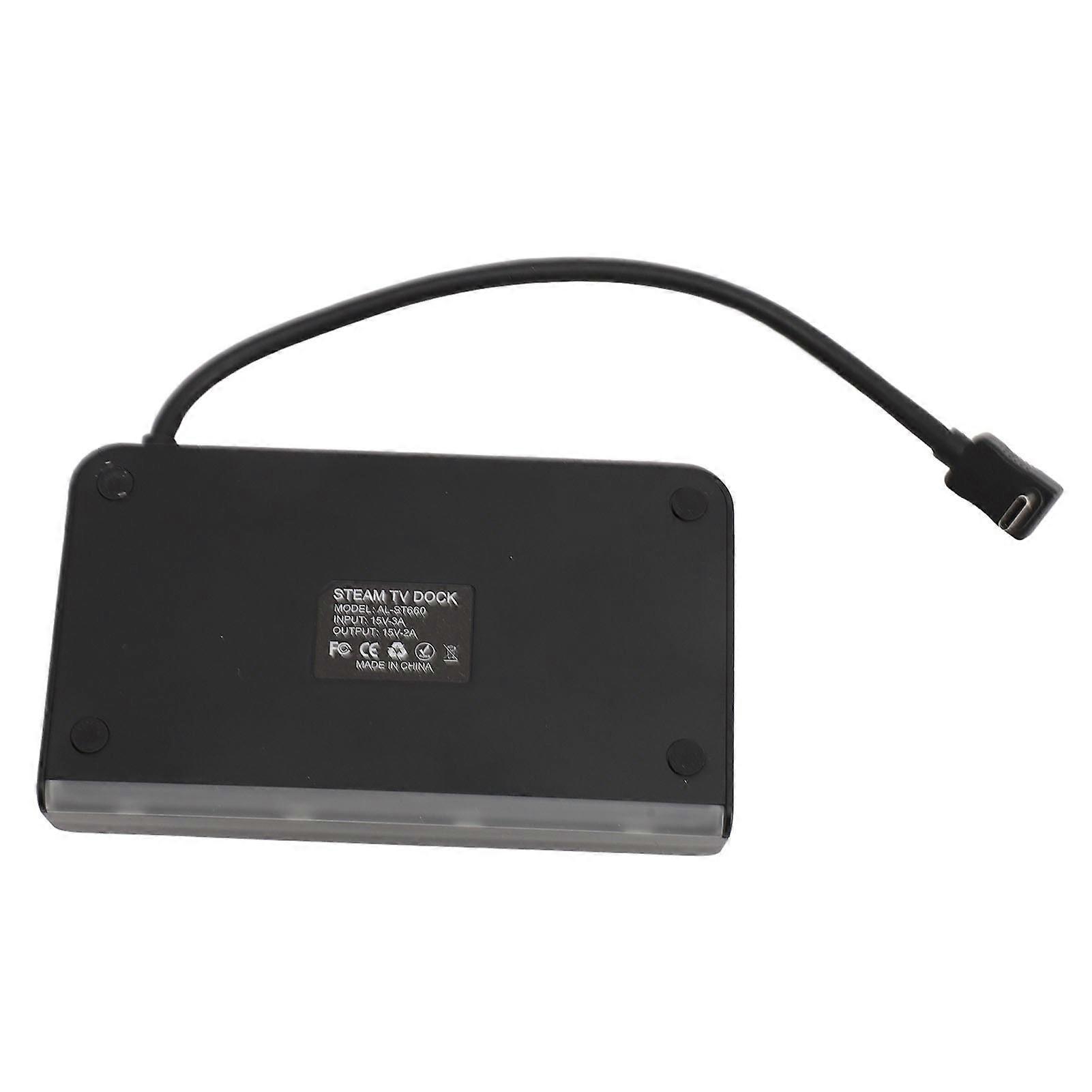 6 in 1 USB C Docking Station for Steam Deck for ROG Ally 4K 60Hz HD2.0 100W PD 1000Mbps RJ45 Port 2 USB2.0 Ports Hub with RGB Light 