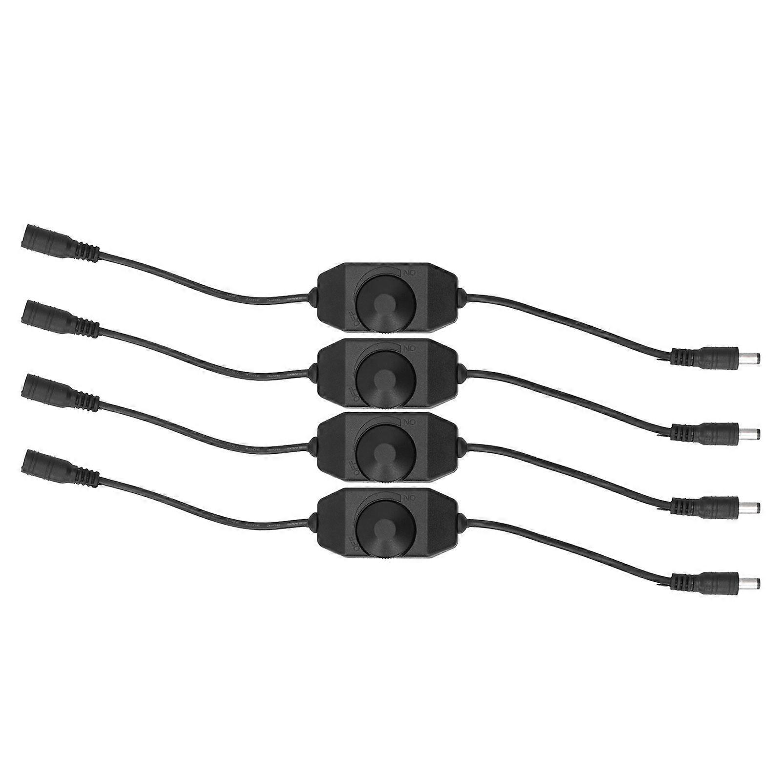 4Pcs 12V LED Brightness Dimmer Lamp Stepless Dimming Knob Controller Accessory Black