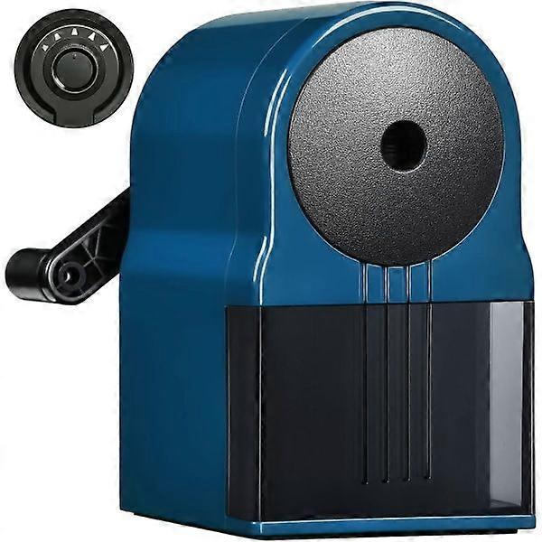 Manual Pencil Sharpener Desktop Pencil Sharpener with Container Adjustable in 5 Thickness Levels Suitable for Children Artists (Blue)