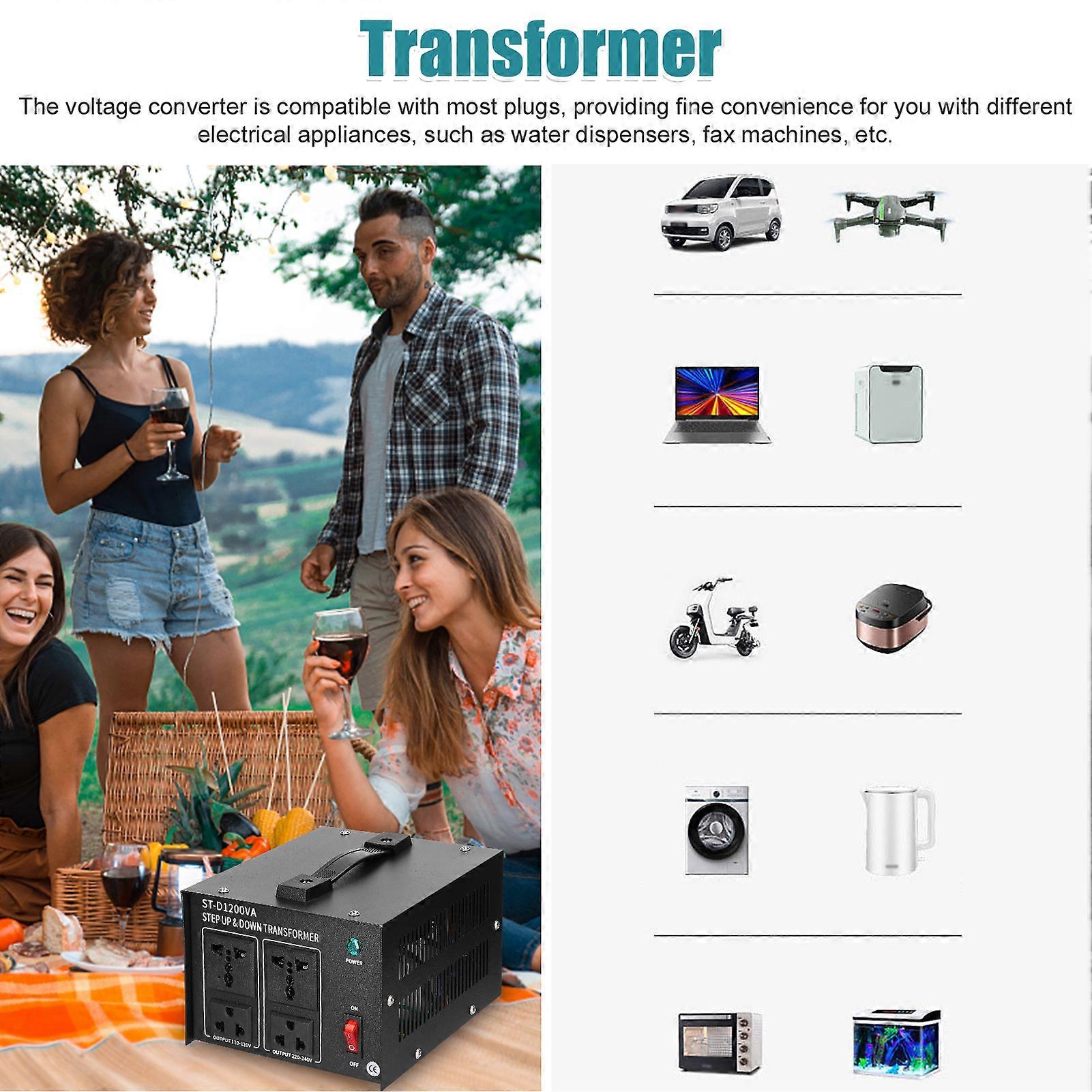 Step Up&Down Transformer Compact Size Voltage Converter 1200VA Portable Home Electrical Appliances Powerful Voltage Transformer