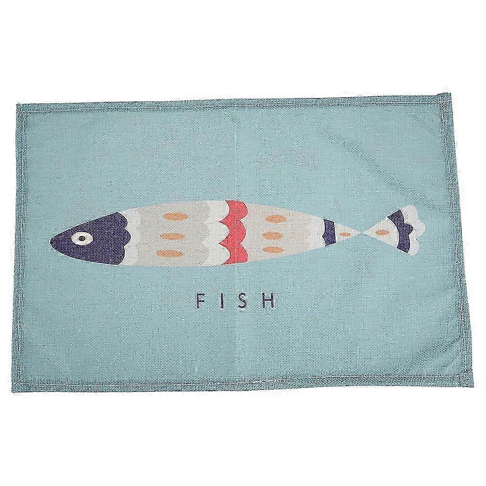 Geometric Fish Print Linen Table Mat Insulation Pad for Dining Room Home Decoration and Table Setting