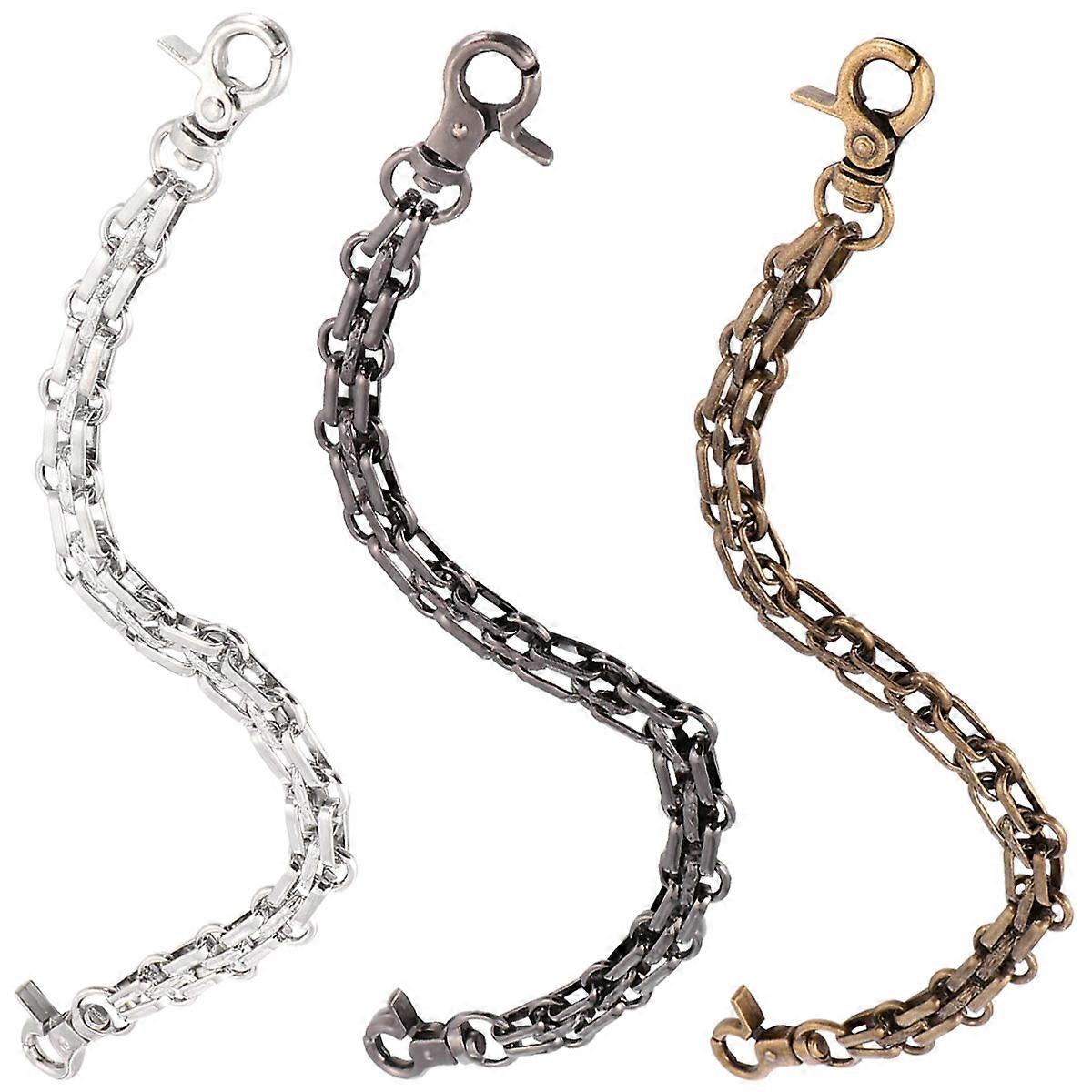 Metal Handbag Chains DIY Bag Three-Row Chain Shiny Polished Finish Rust Resistant Durable Plating 3Pack
