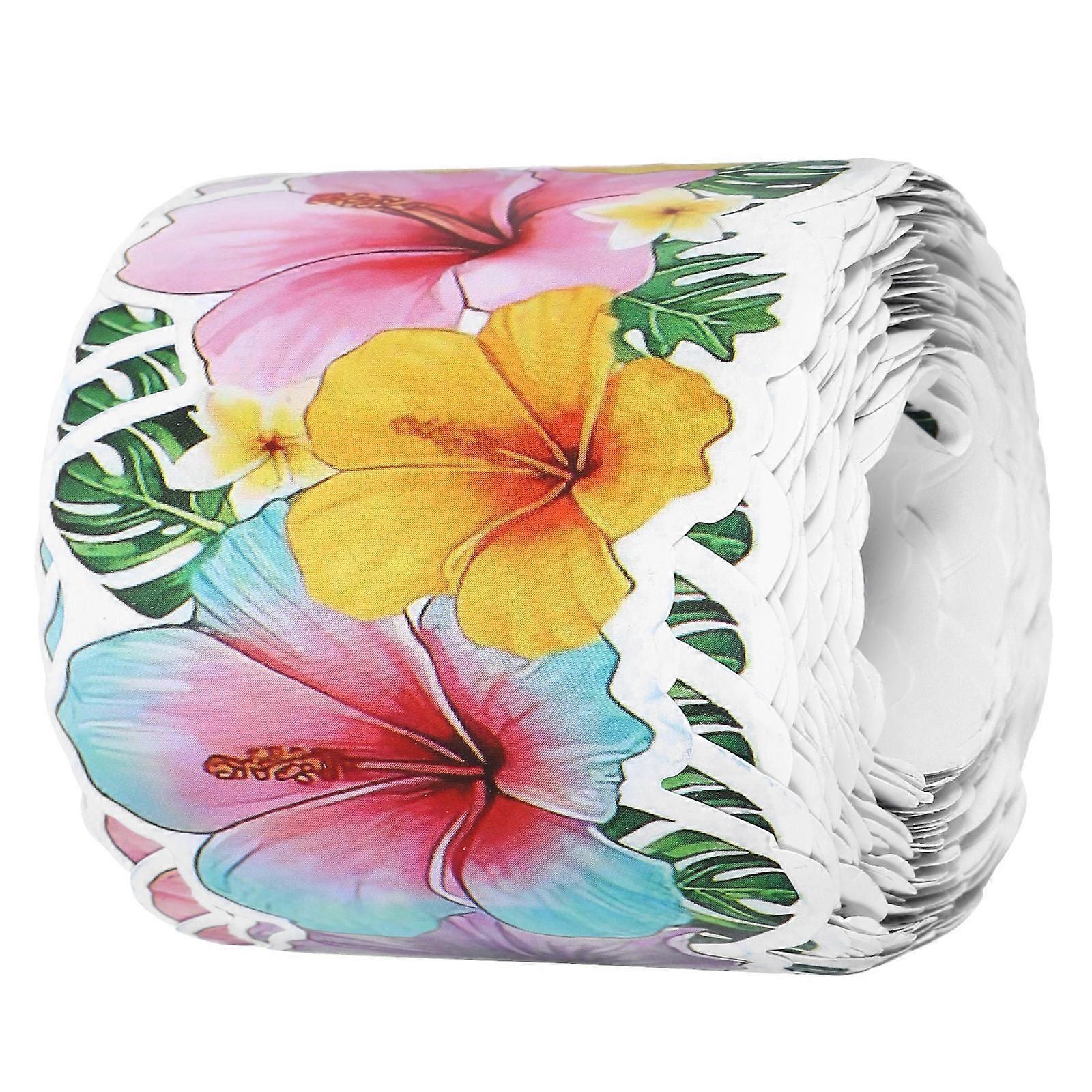 Scalloped Flower Border Trim for Bulletin Boards – Versatile Classroom, Home, Office & Party Decoration – Summer Luau Floral Leaf Cutout Display