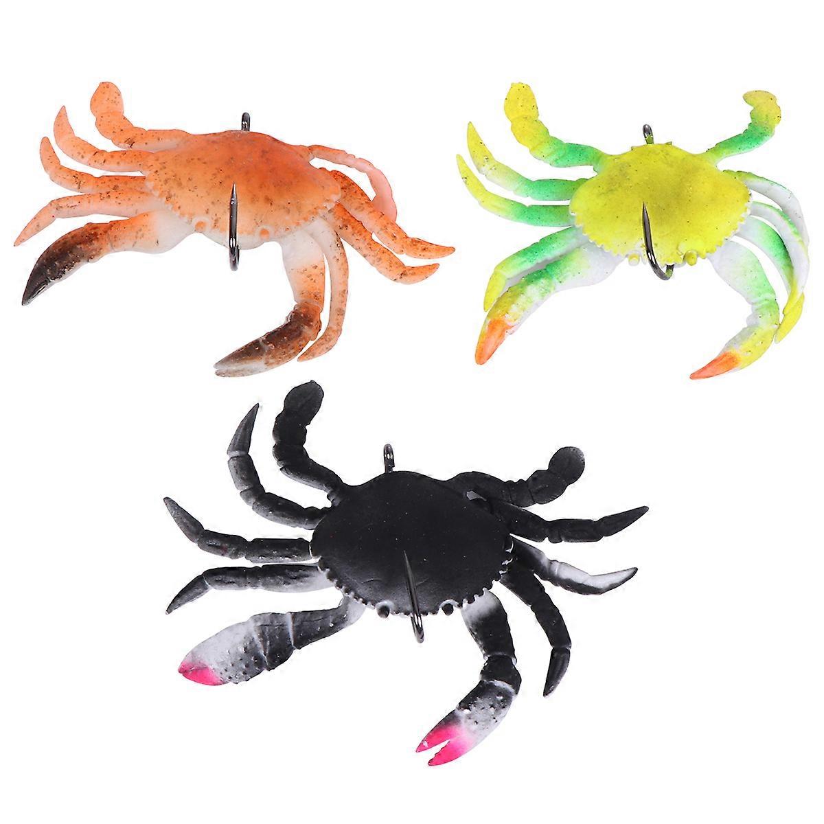 Simulation Crab Bait Bass Fishing Supplies Soft Lures Yellow 3Pcs