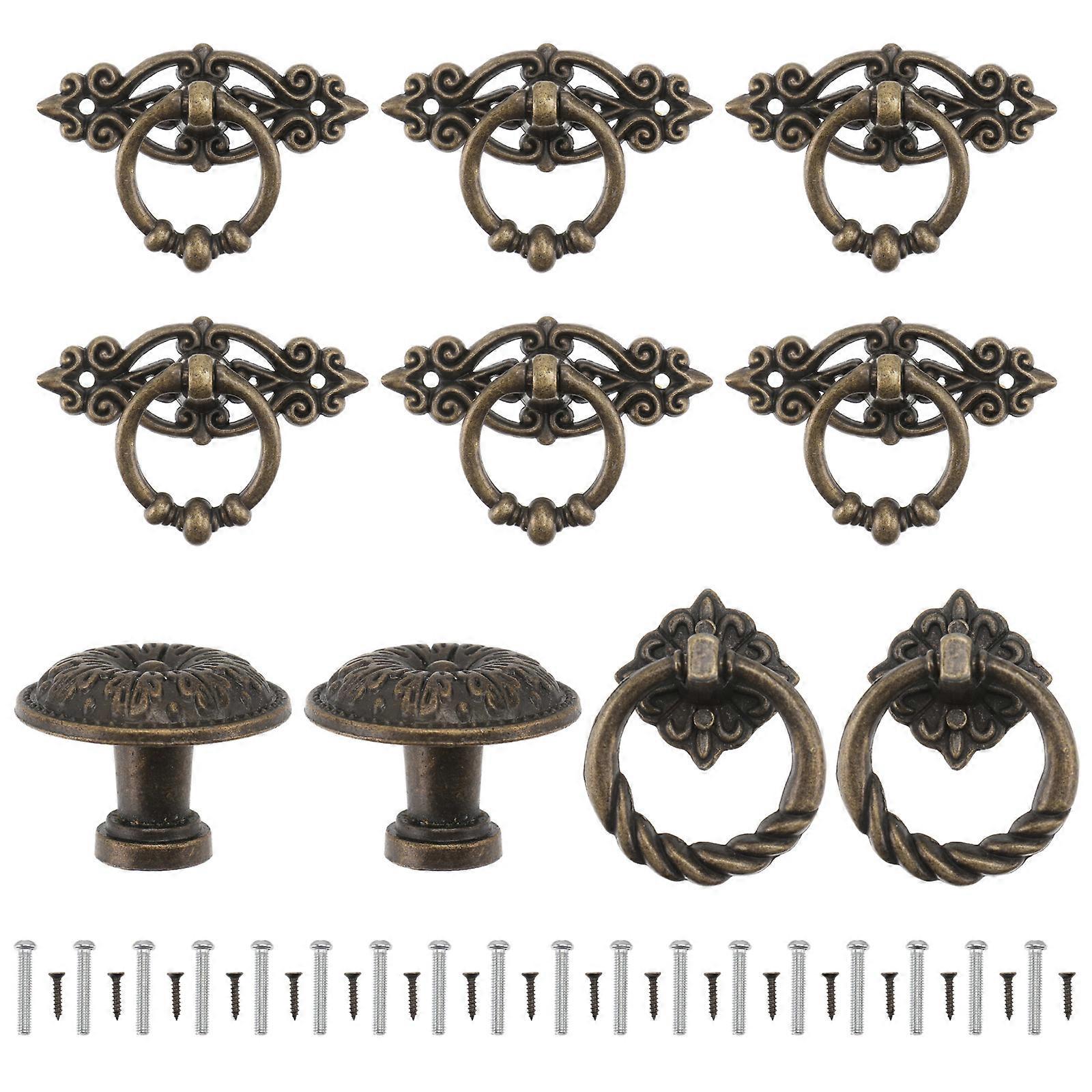 Retro Cabinet Handle Small Metal Drawer Pulls Bronze Furniture Accessory 6.50X4.60X3.20cm 1Set