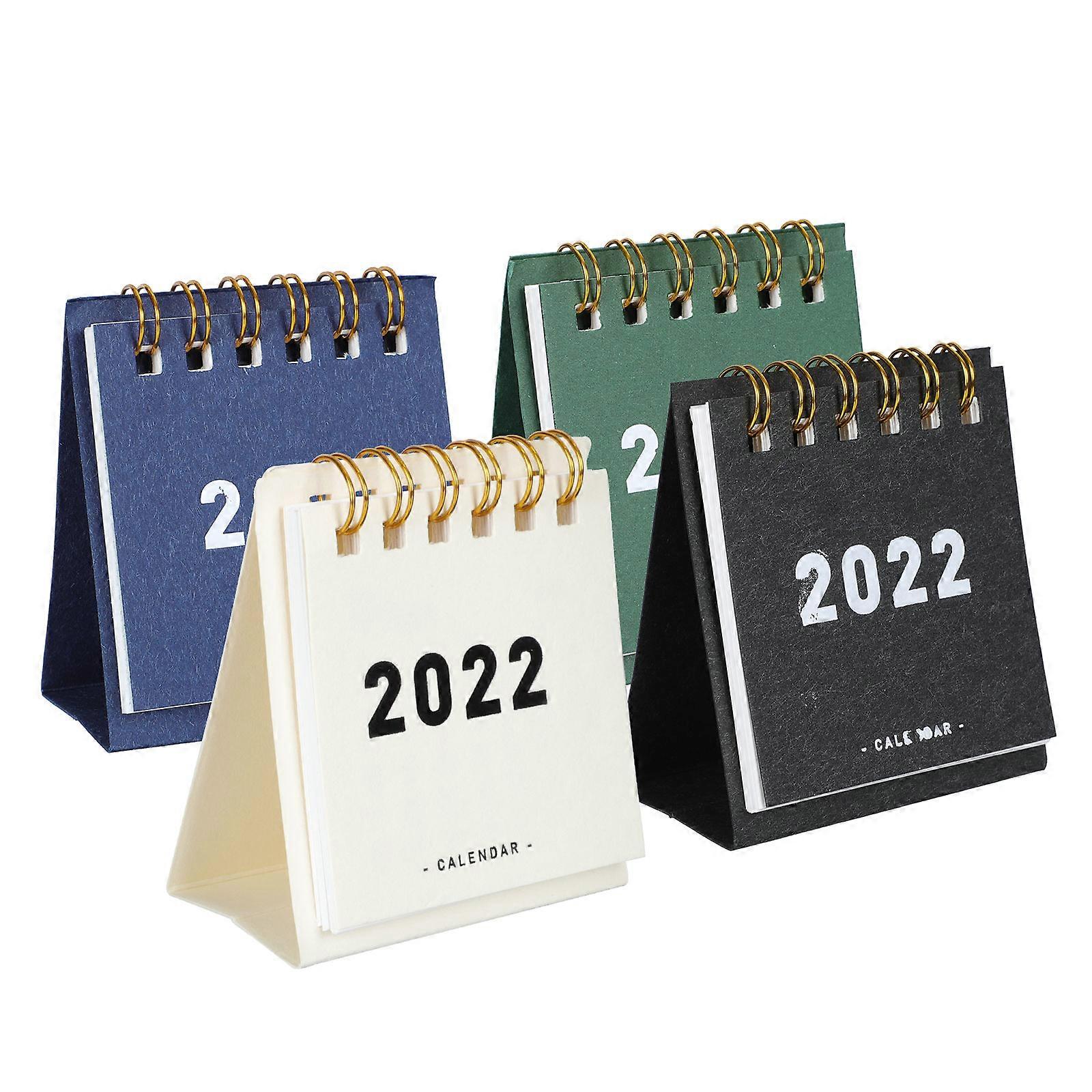 Flip Calendar For Desk 2022 Blue Simple Portable Home Mini Calendar 7.5x7cm 4Pcs