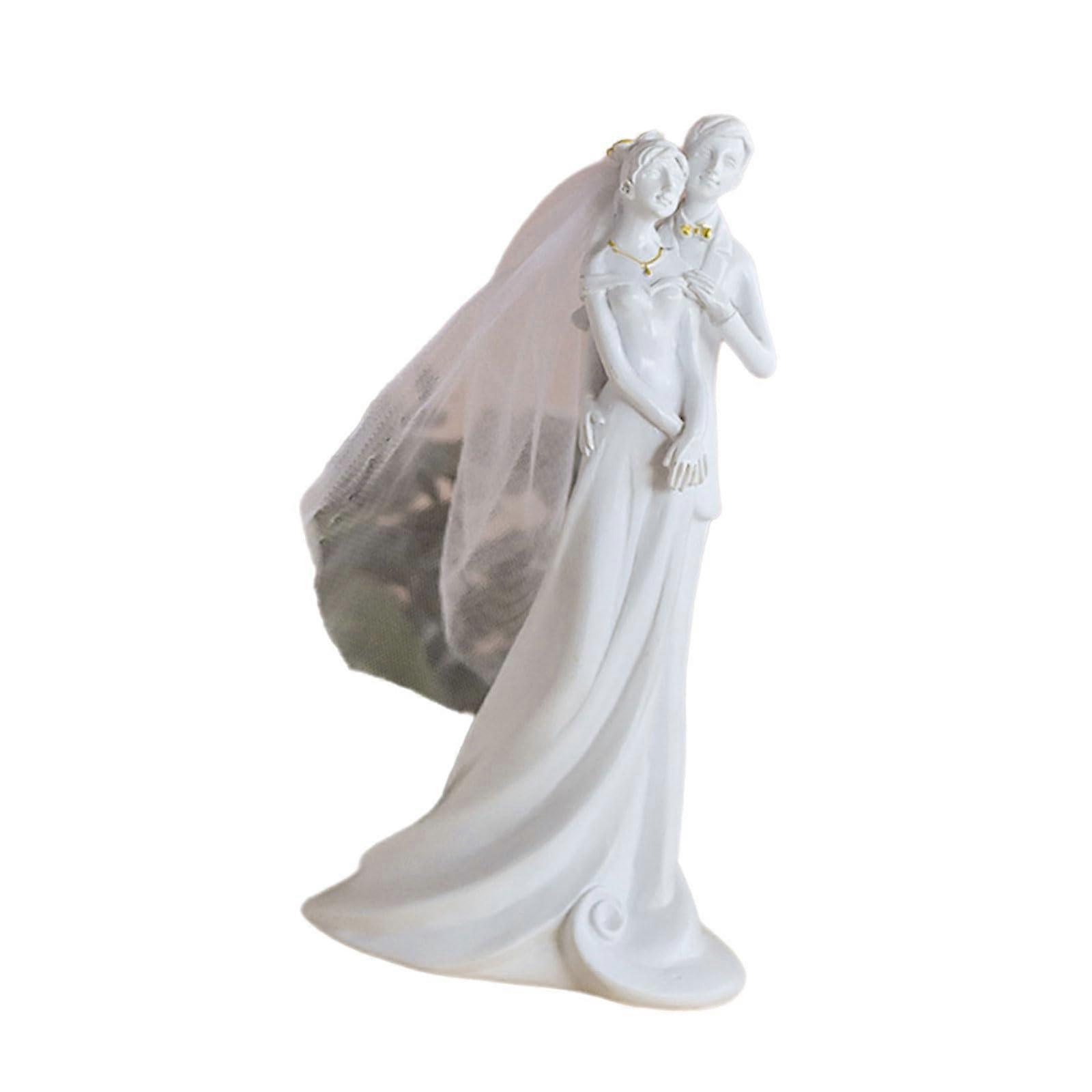 Artistic Couple Figurine Romantic Sculpture for Anniversary Home Decoration Abstract Design for Shelf Display 15'' Tall