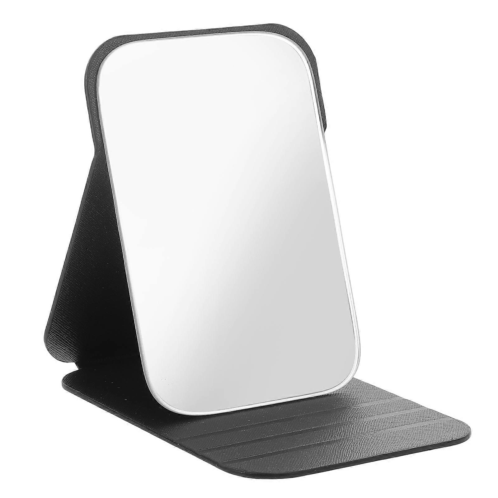 Desk Mirror Portable Rectangular Folding Vanity Mirror with Stand for Home Use Black 1Pcs