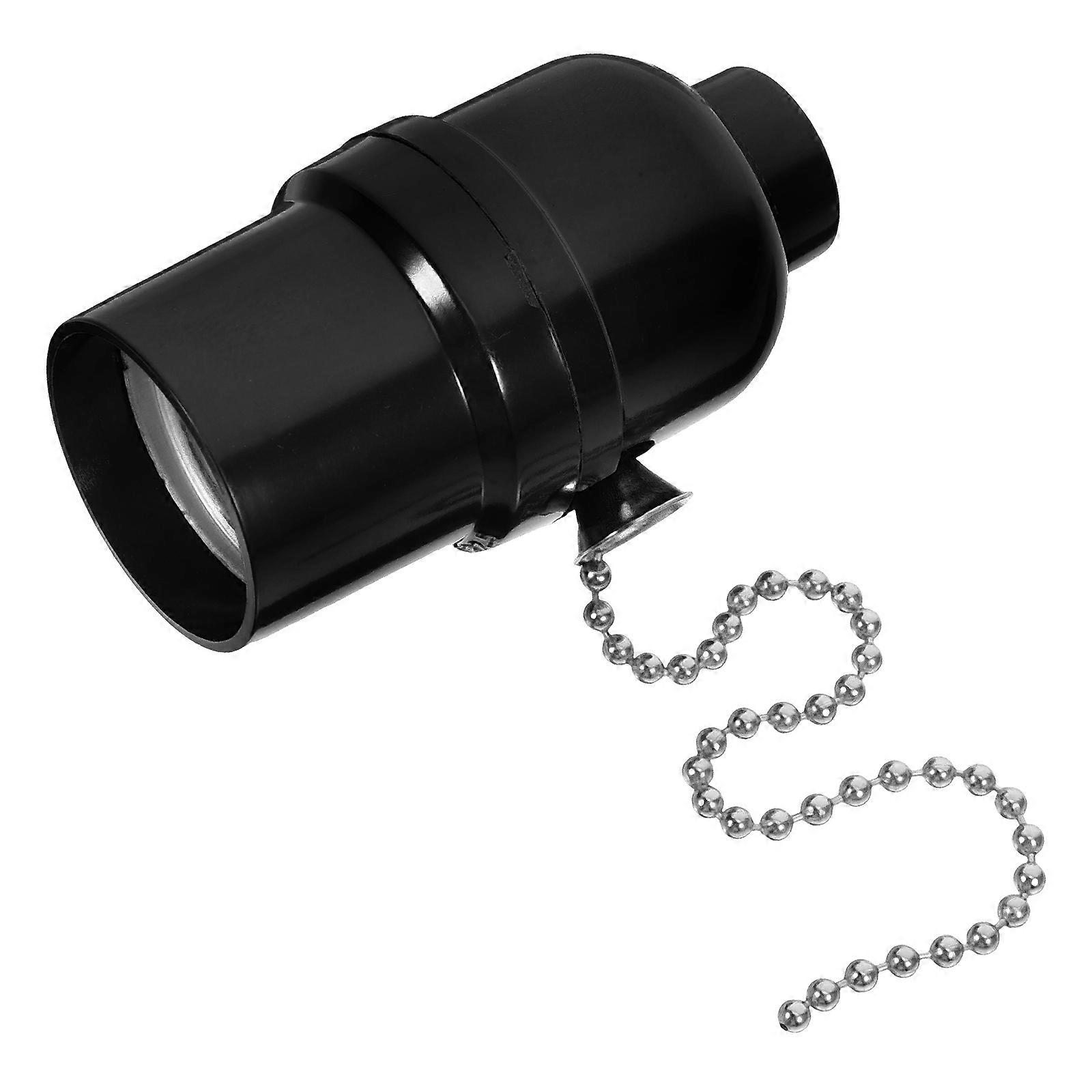 Ceiling Light Lamp Holder Pull Chain Switch Heat Dissipation E27 Socket Holder Black 1Pcs