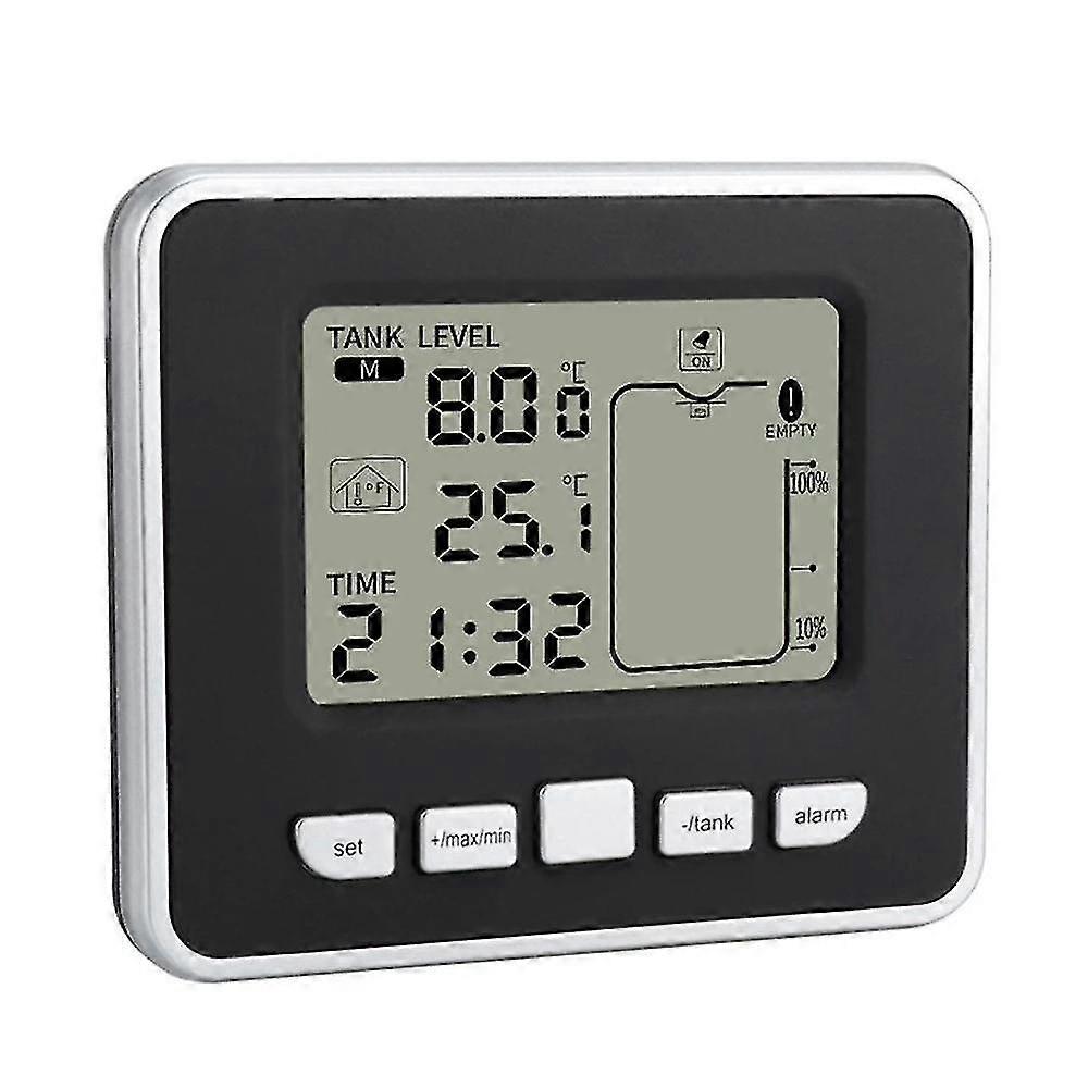 Ultrasonic Wireless Water Tank Liquid Level Meter With Temperature Sensor Level Monitor Time Display Low Battery Alarm