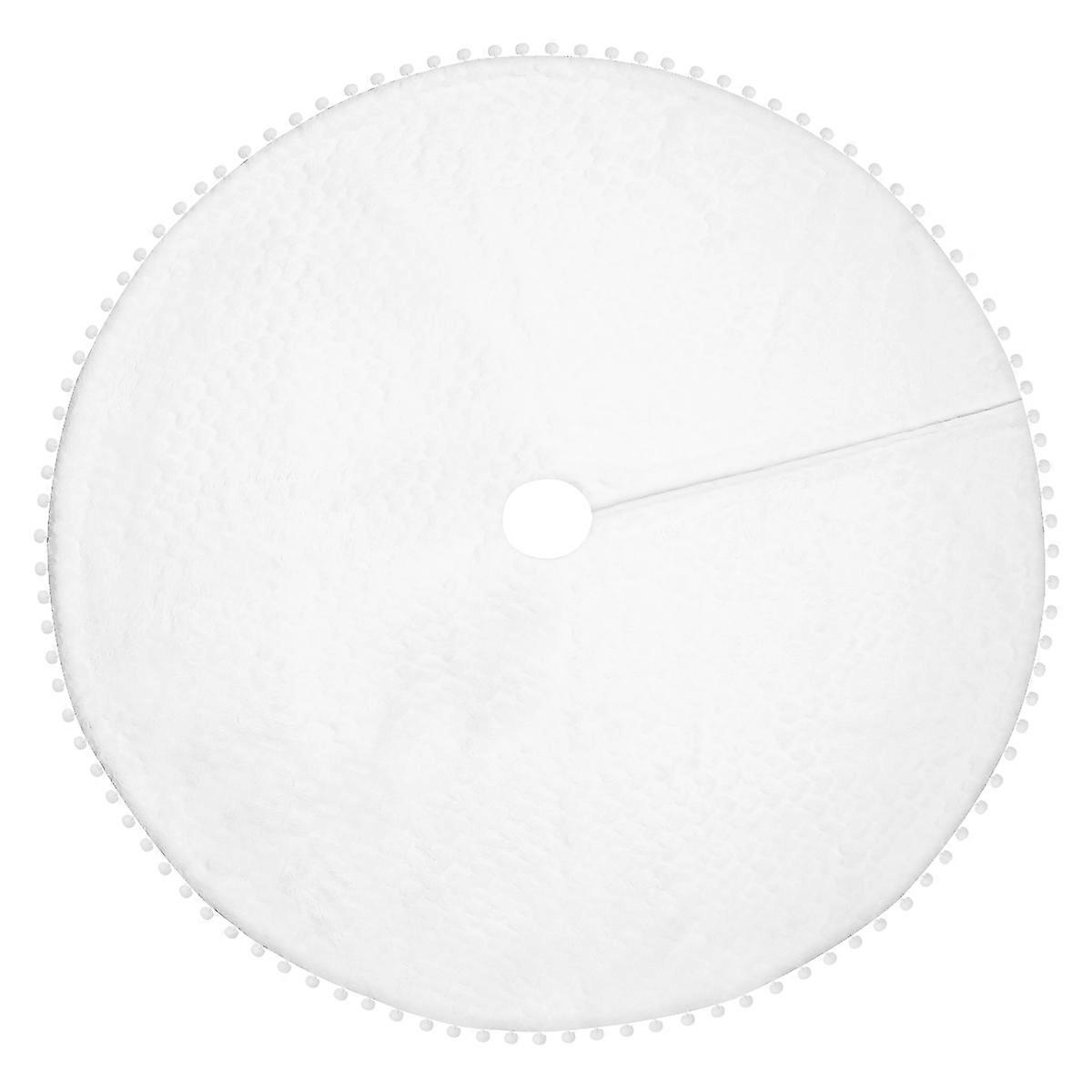 White Round Plush Christmas Tree Skirt Tree Base Cover Holiday Decorations 1Set