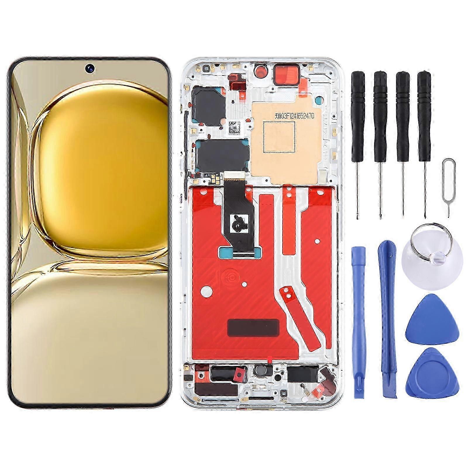 (Silver) Compatible Lcd Screen For Huawei P50 Digitizer Full Assembly With Frame
